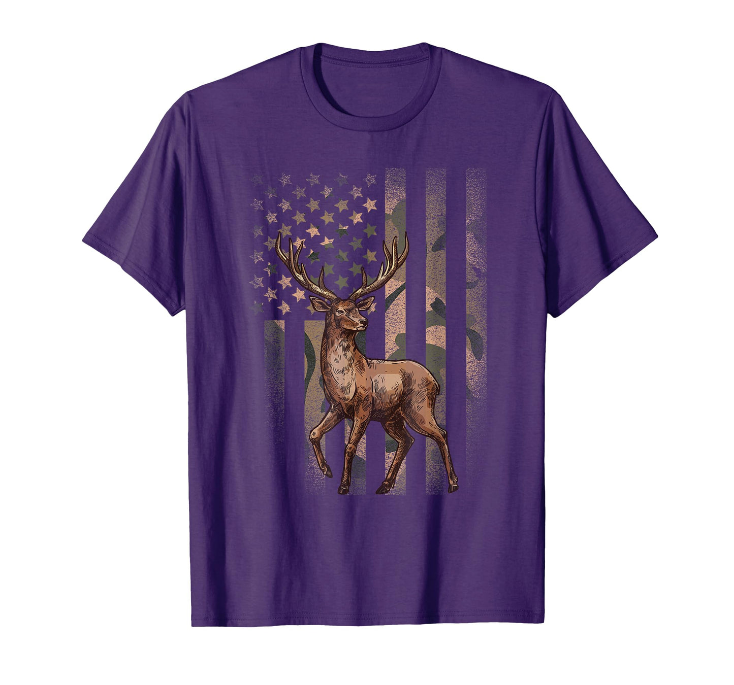 American Flag Camouflage Outdoor Moose Vintage Men Women T-Shirt