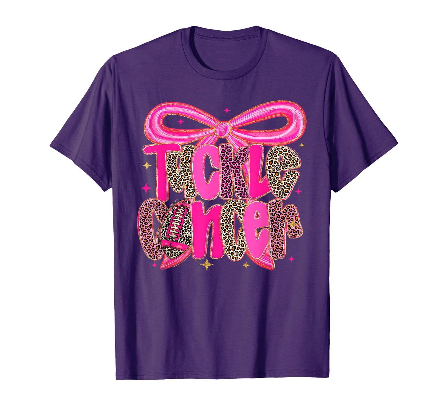 Tackle Cancer Pink Football Coquette Bow Breast Cancer T-Shirt