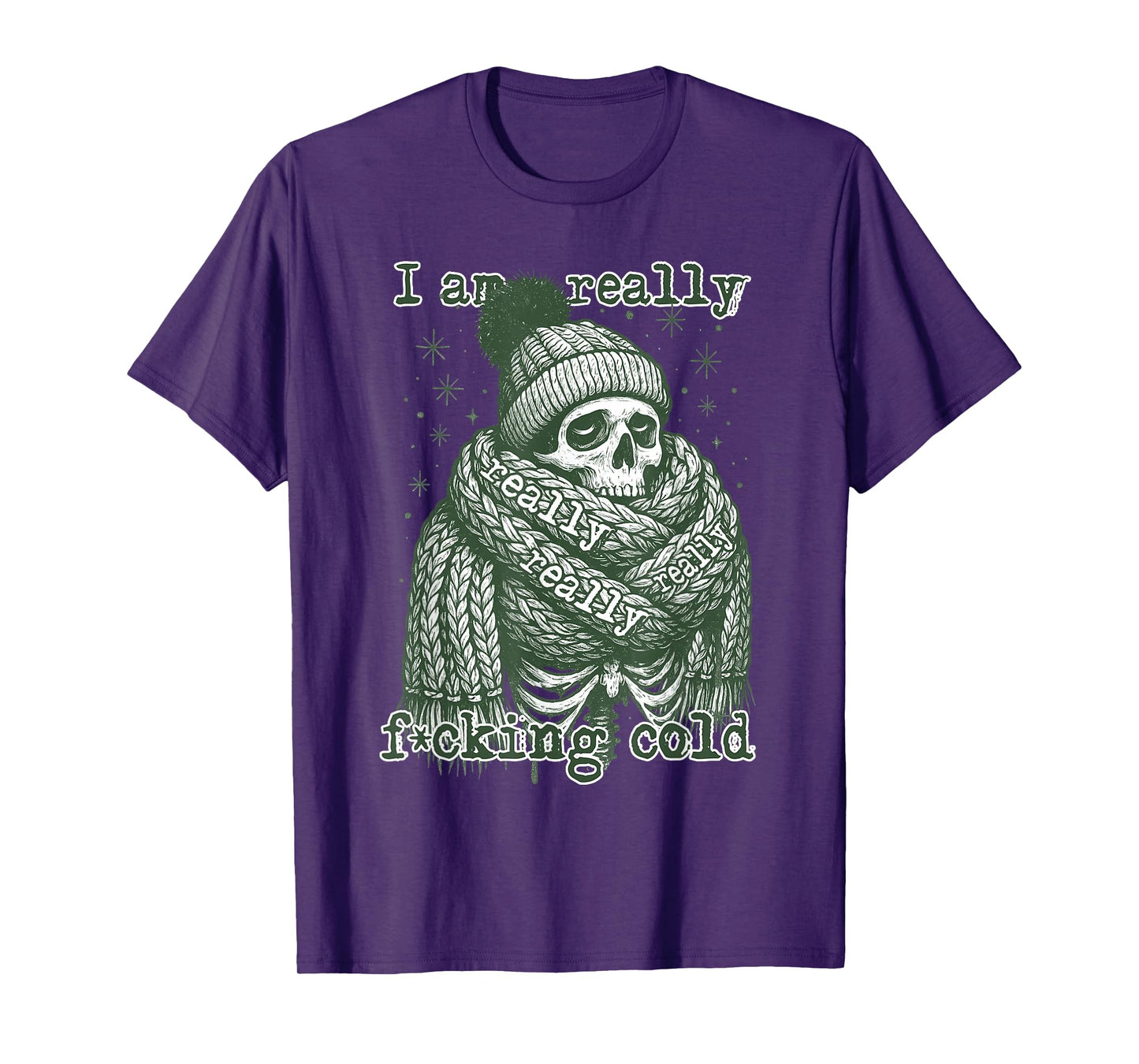 I Am Really Fcking Cold,Skeleton Santa Hat,Skull Winter Xmas T-Shirt