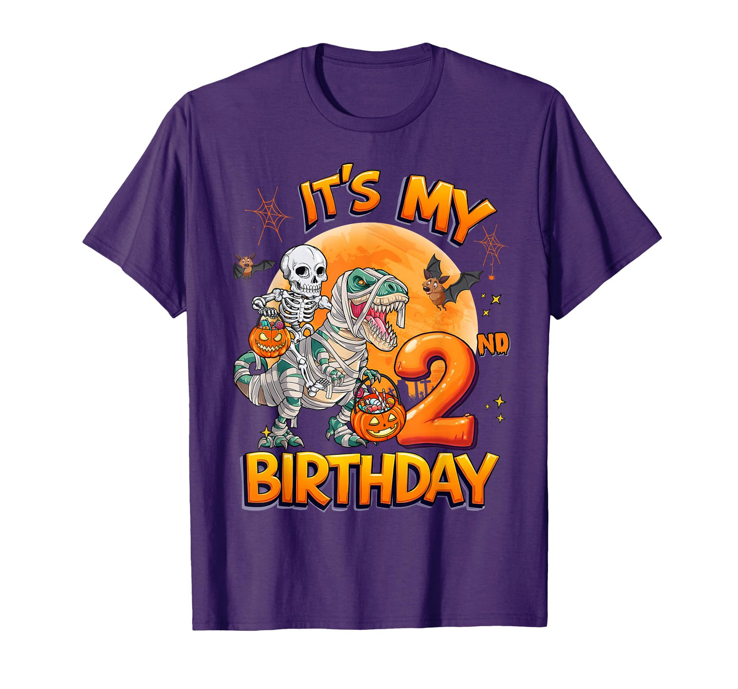 It's My 2nd Birthday Dinosaur Skeleton Halloween 2 Years Old T-Shirt