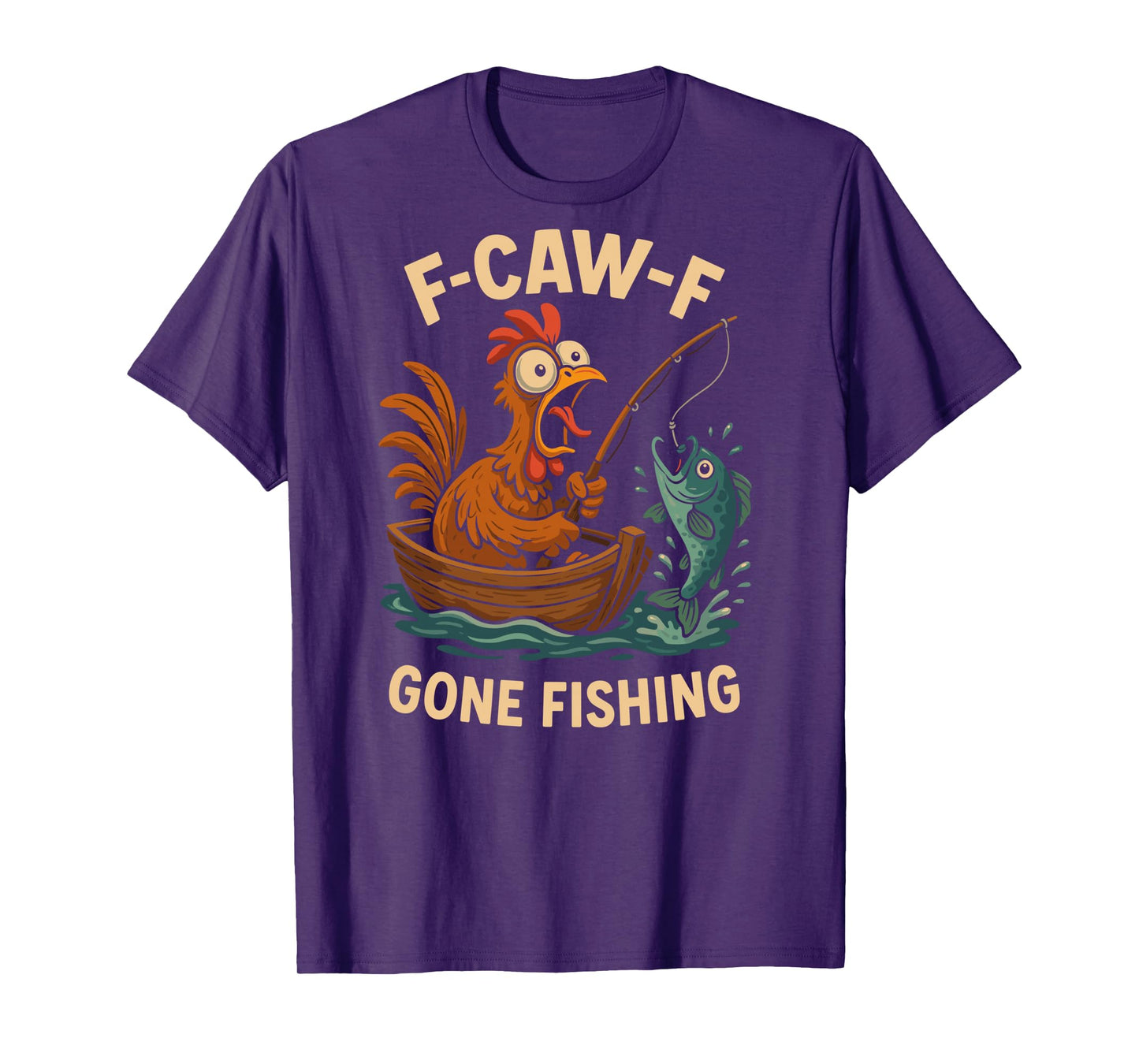 F-caw-f Funny Chicken Fishing Humor Quote F Caw F Meme Long Sleeve T-Shirt