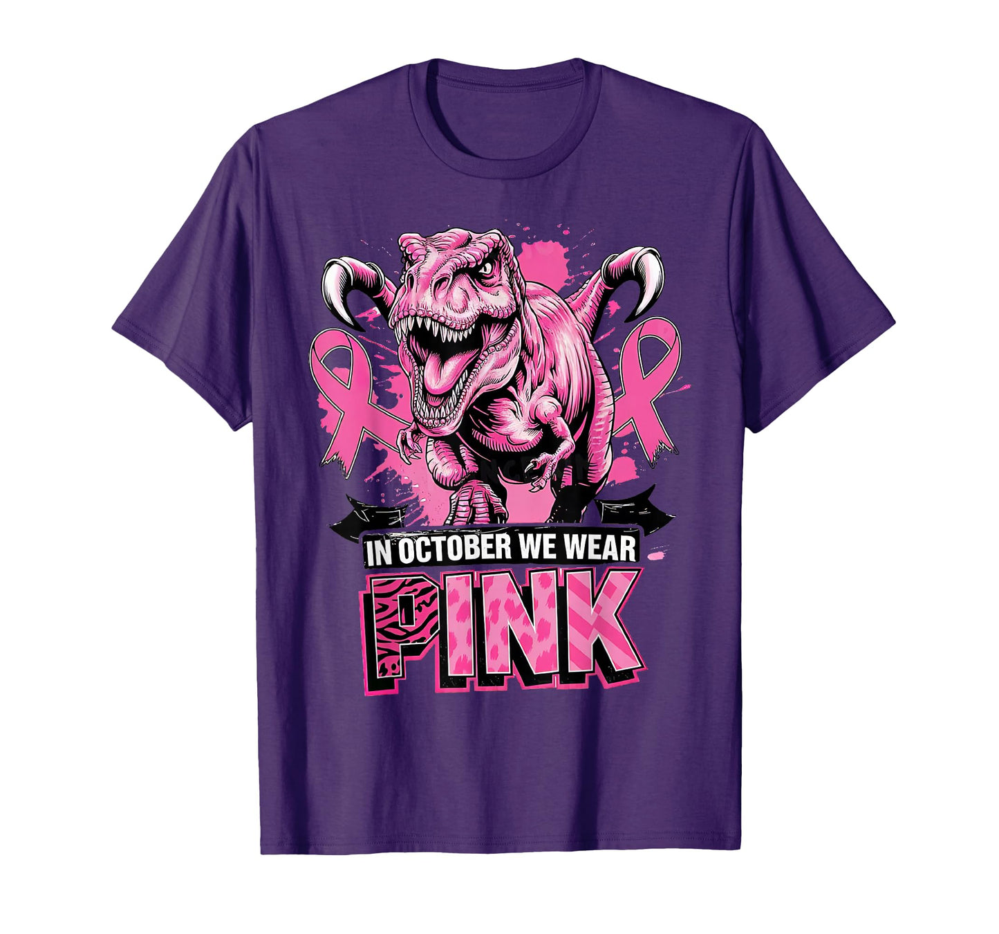 Breast Cancer Awareness In October We Wear Pink Dinosaur T-Shirt