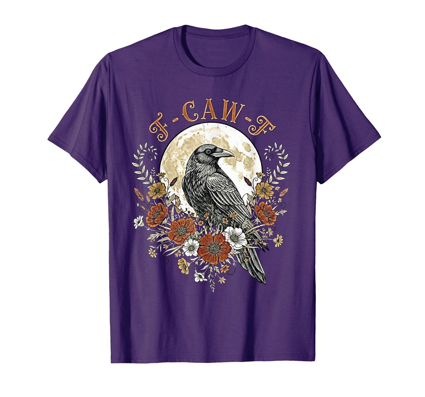 Funny Raven Crow Floral Moon Wildflower Black Bird Saying T-Shirt