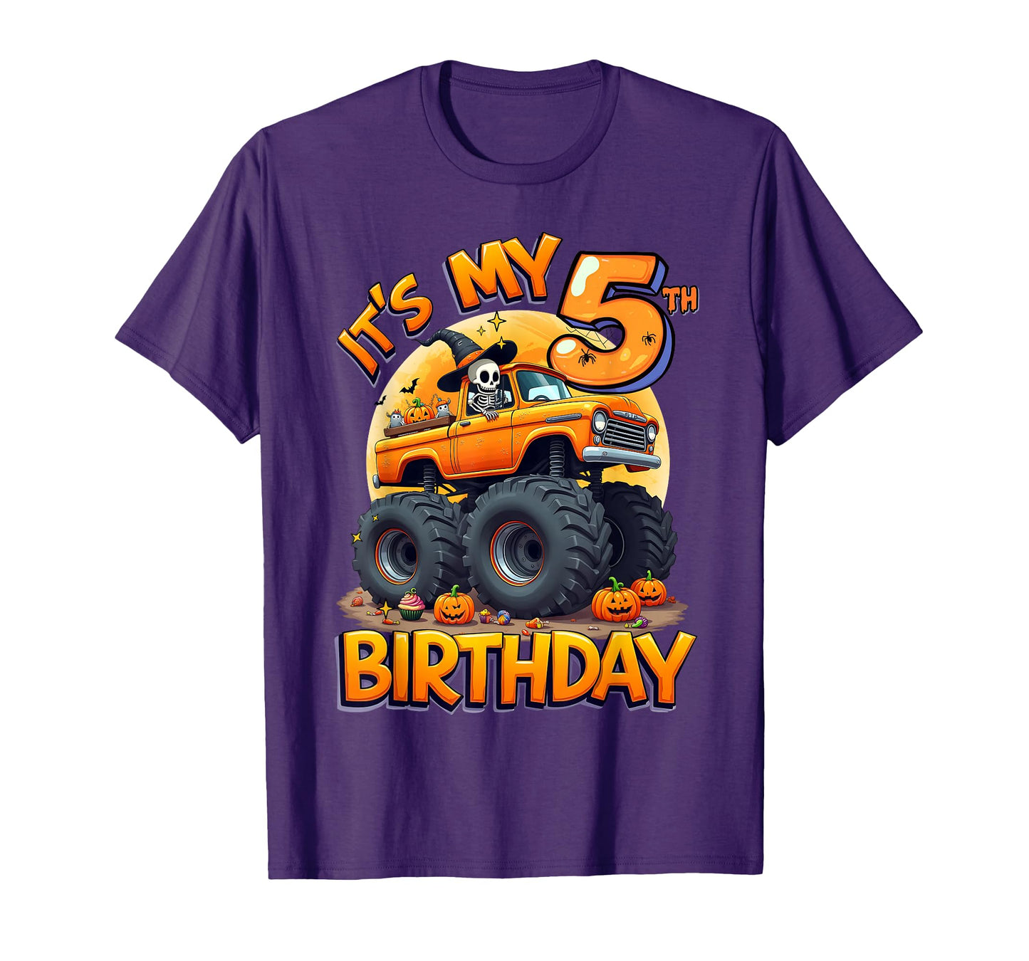 Kids It's My 5th Birthday Boy Halloween Monster Truck T-Shirt