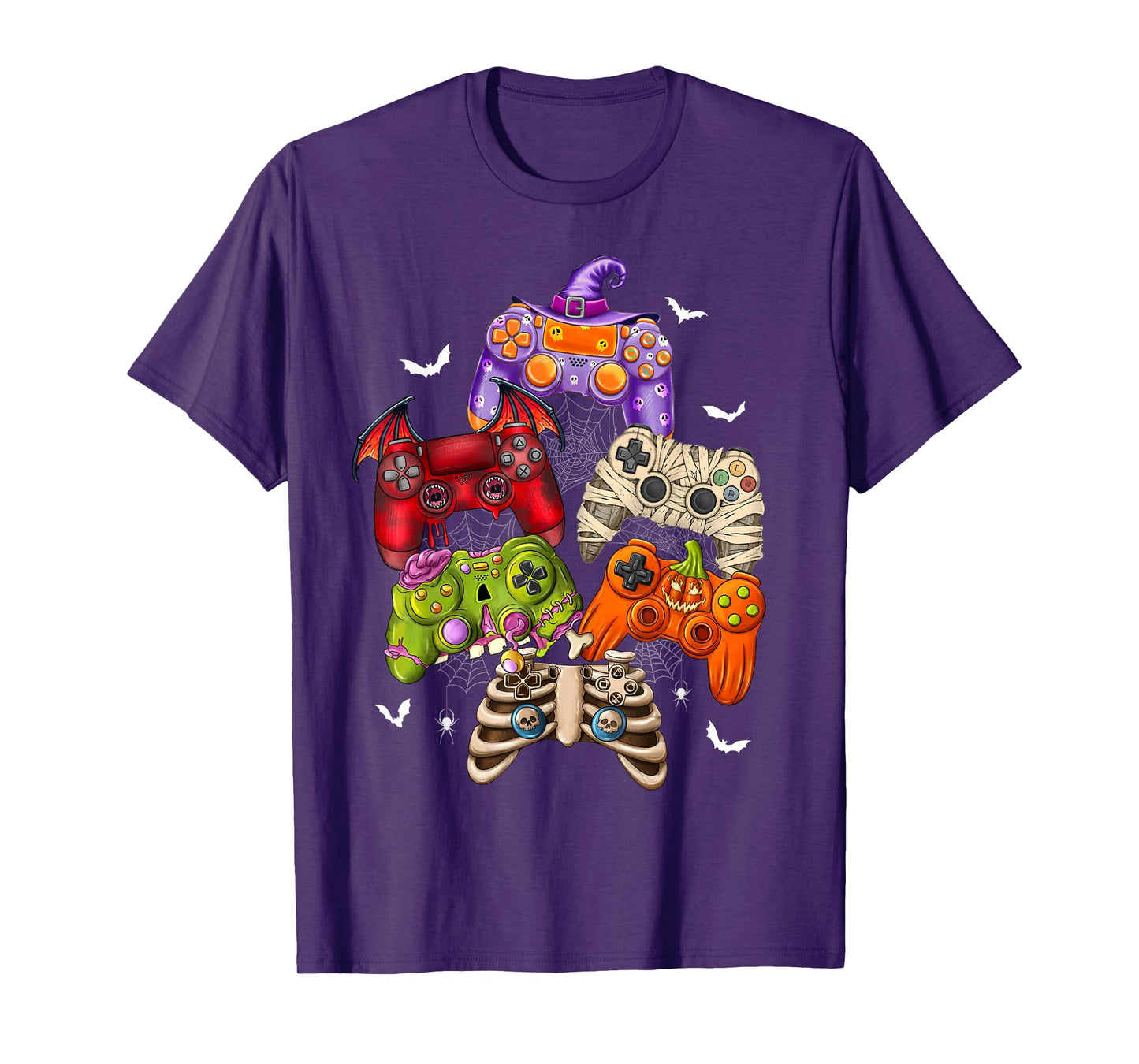 Halloween Skeleton Zombie Mummy Gaming Controllers Boys Kids T-Shirt