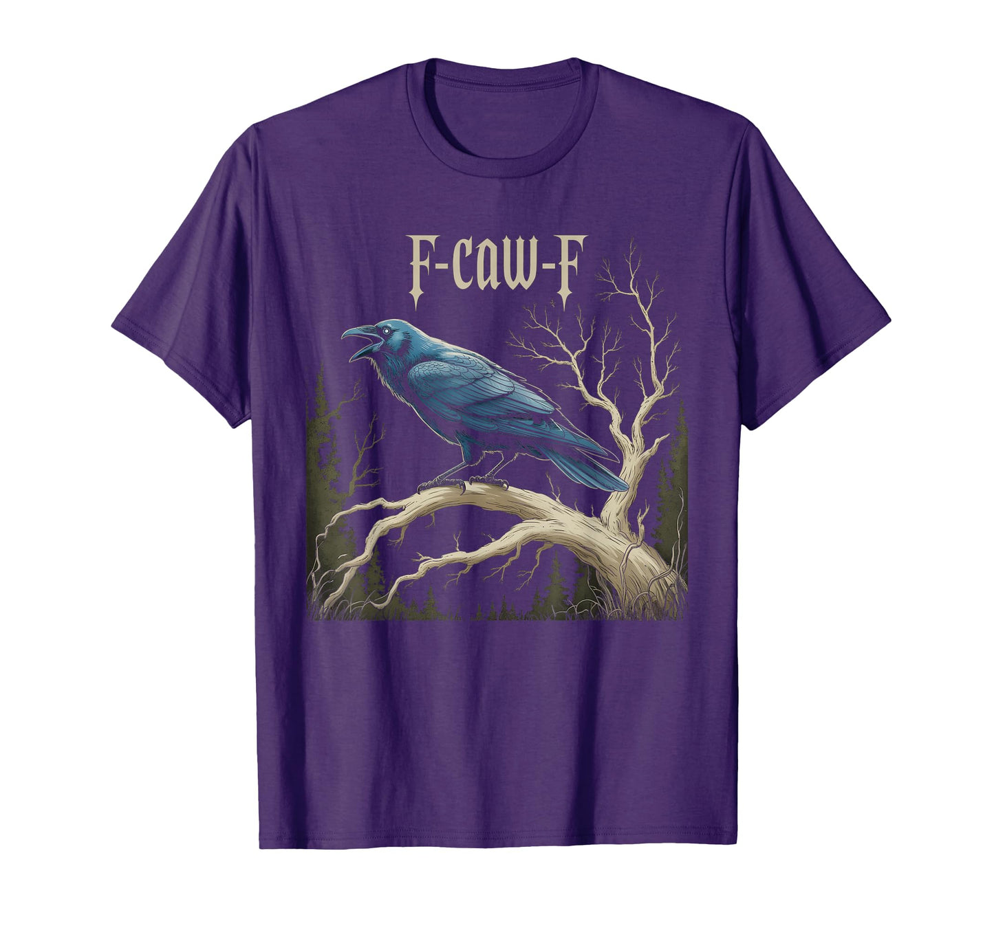Black Crow, F-Caw-F Funny Black Bird Moon Gothic Adult Humor T-Shirt
