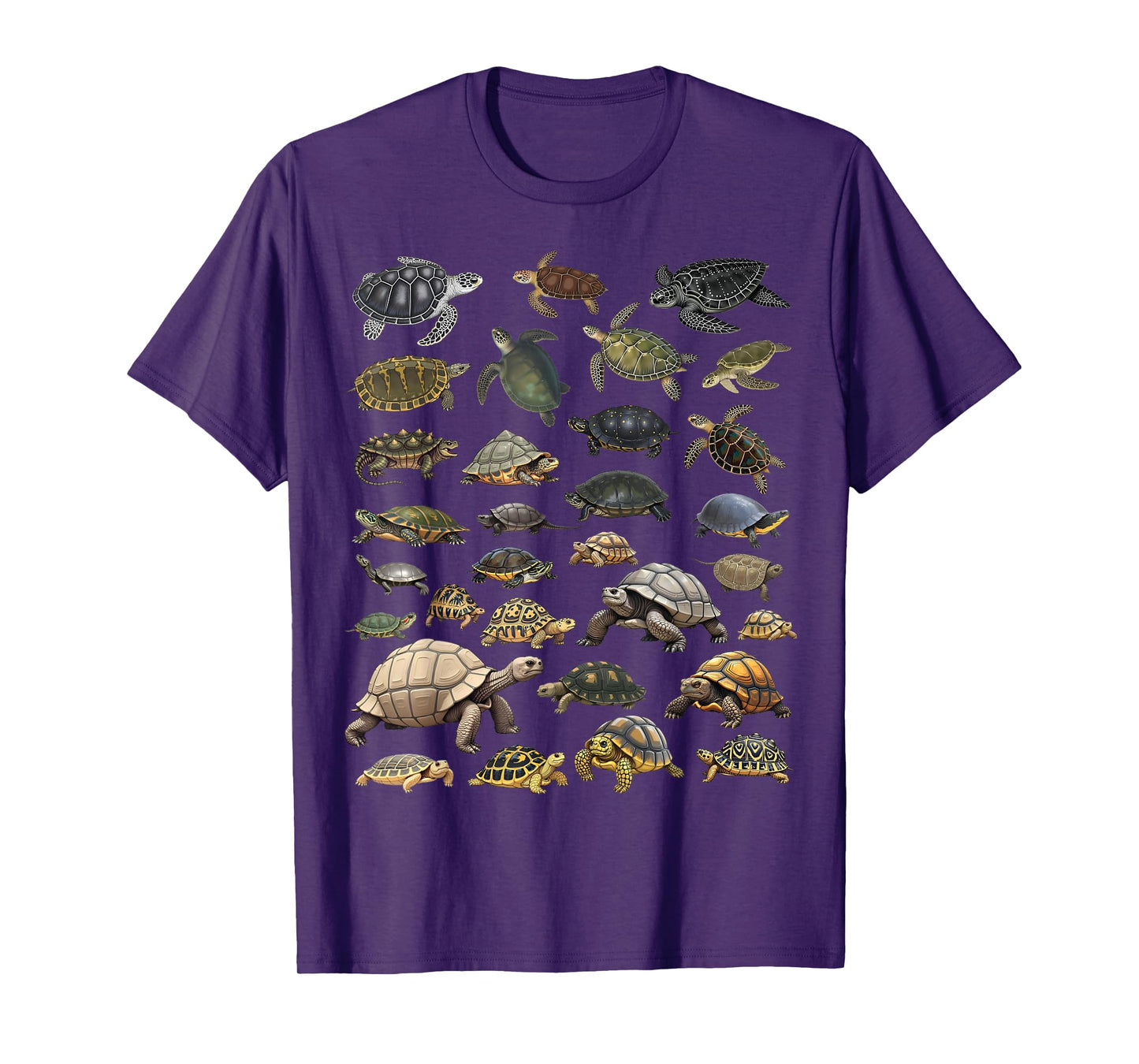 Types of Turtles Sea, Freshwater & Tortoises Species Char T-Shirt