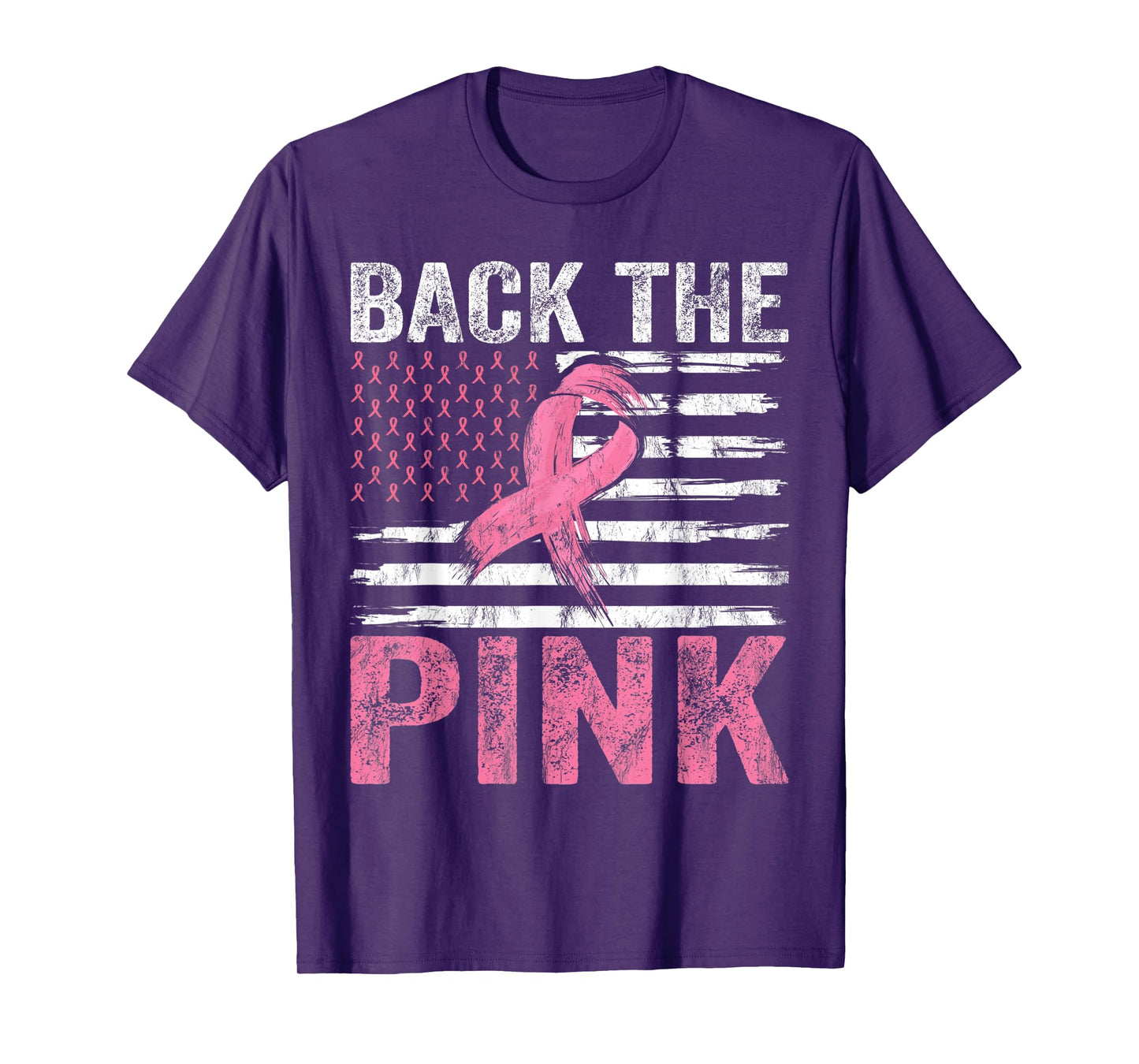 Breast Cancer Awareness USA Flag Design Back The Pink Ribbon T-Shirt
