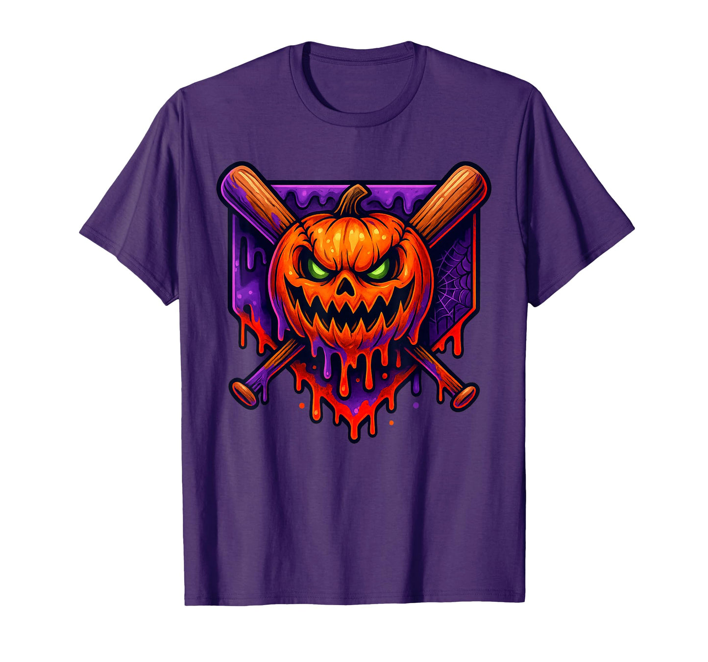 Skeleton Halloween Baseball Ice Cream Drip Spooky Boys Youth T-Shirt