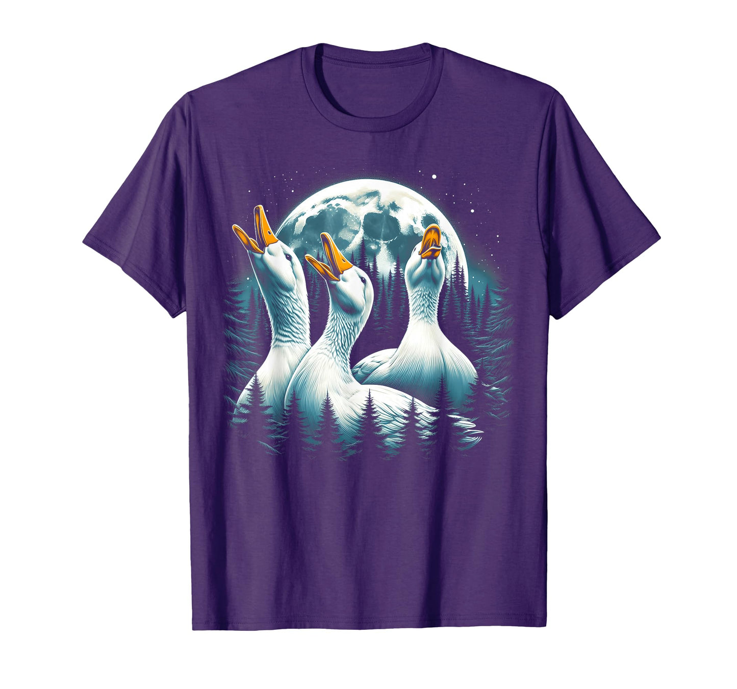 3 Ducks Howling At The Moon Wolf Animal T-Shirt