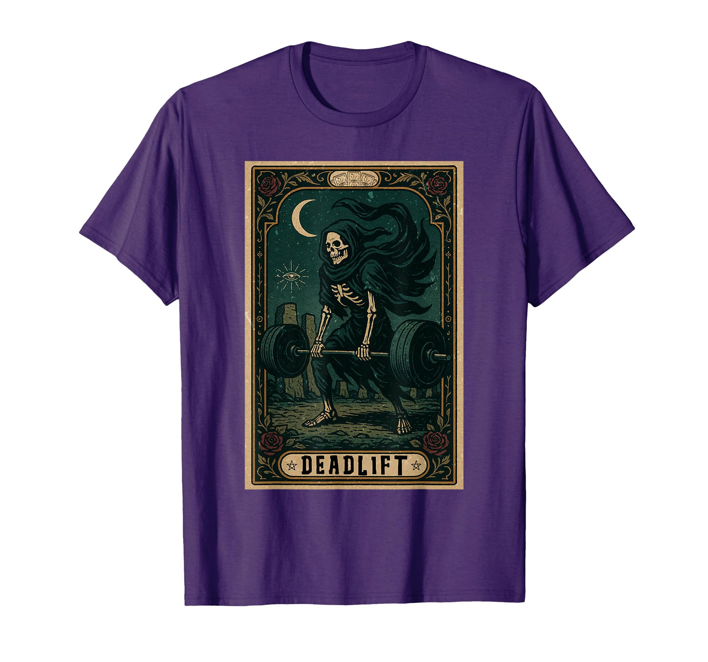 Gothic Skeleton Deadlift Tarot Card Gym Workout Aesthetic T-Shirt