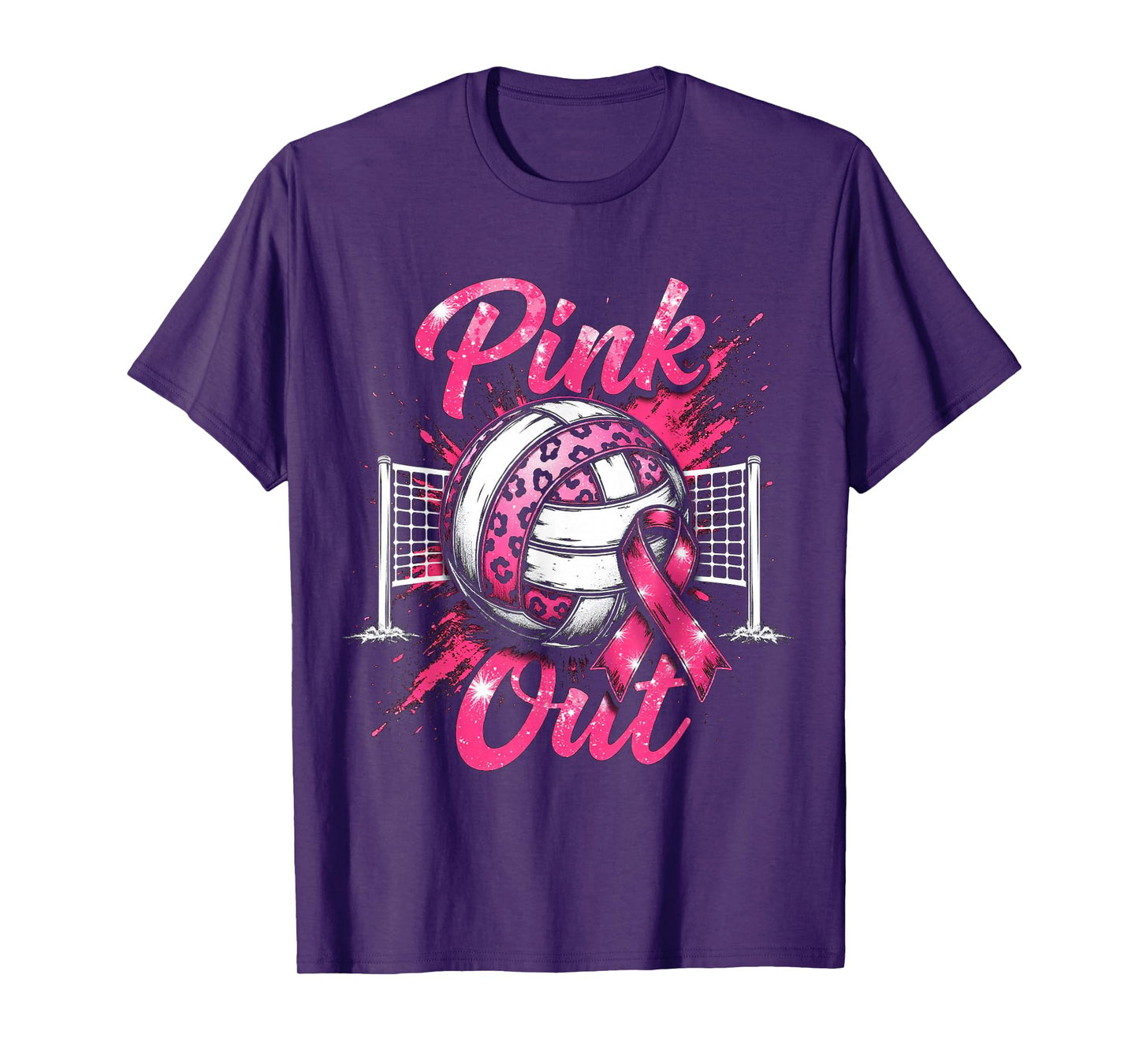 Matching Volleyball Breast Cancer 2025 Squad Support Ribbon T-Shirt