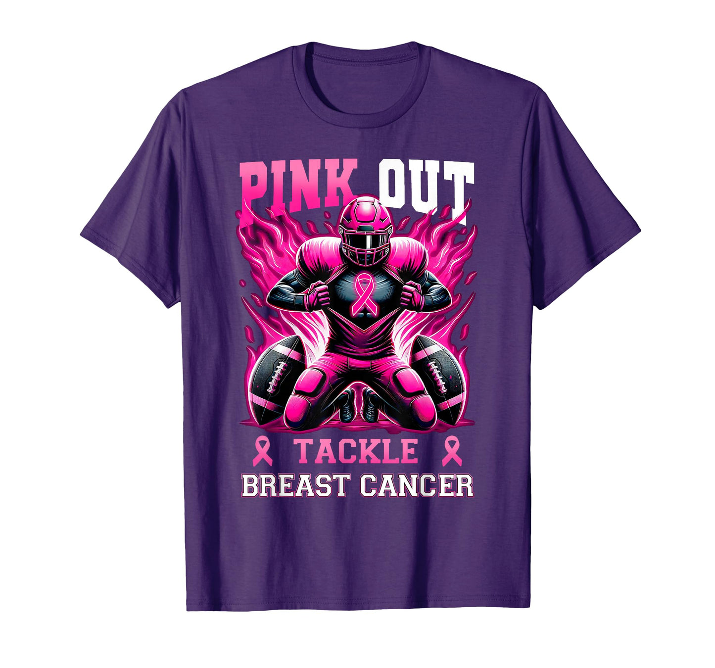 Pink Out Tackle Breast Cancer Awareness Football Mom Sports T-Shirt