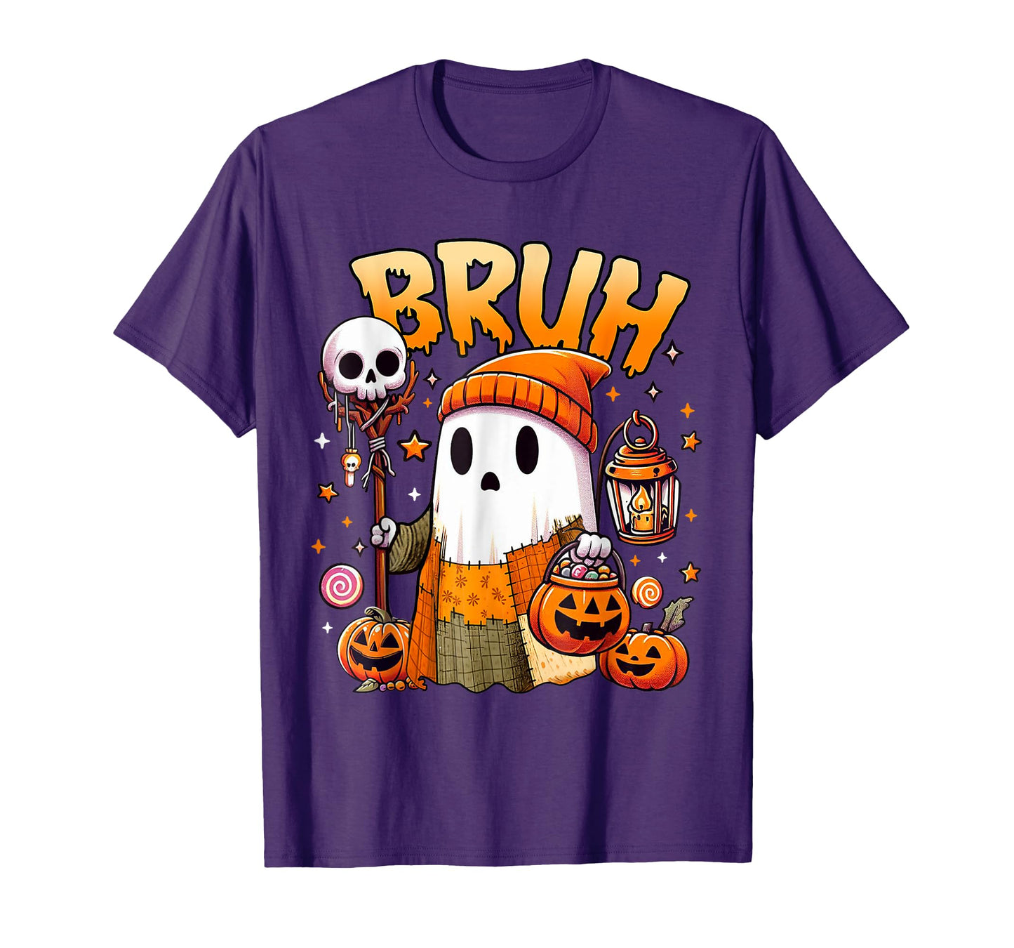 Bruh Ghost Halloween Cute Ghost Spooky Trick Or Treat Candy T-Shirt
