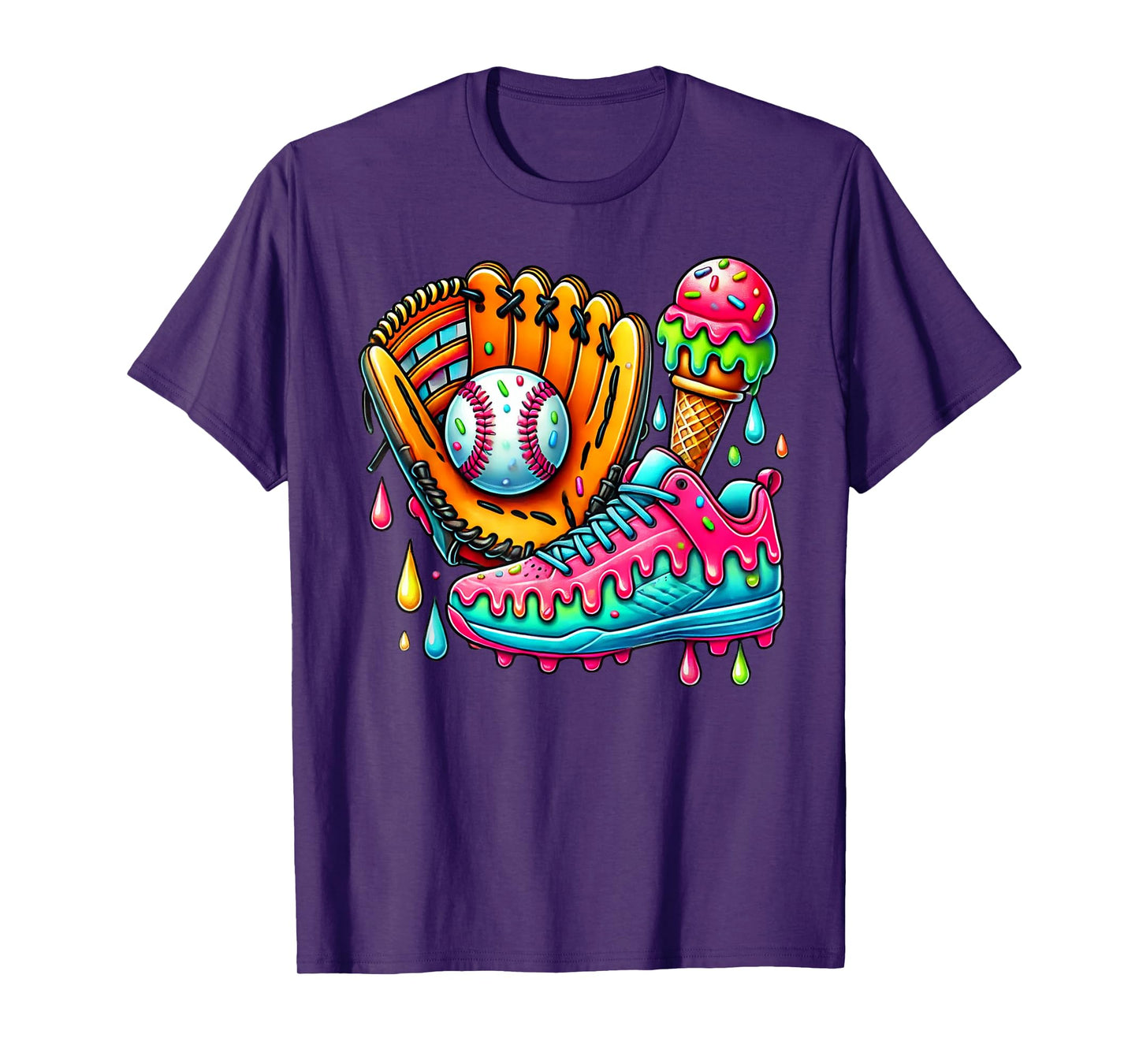 Ice Cream Drip Baseball Stuff Baseball Drip For Boys Kids T-Shirt