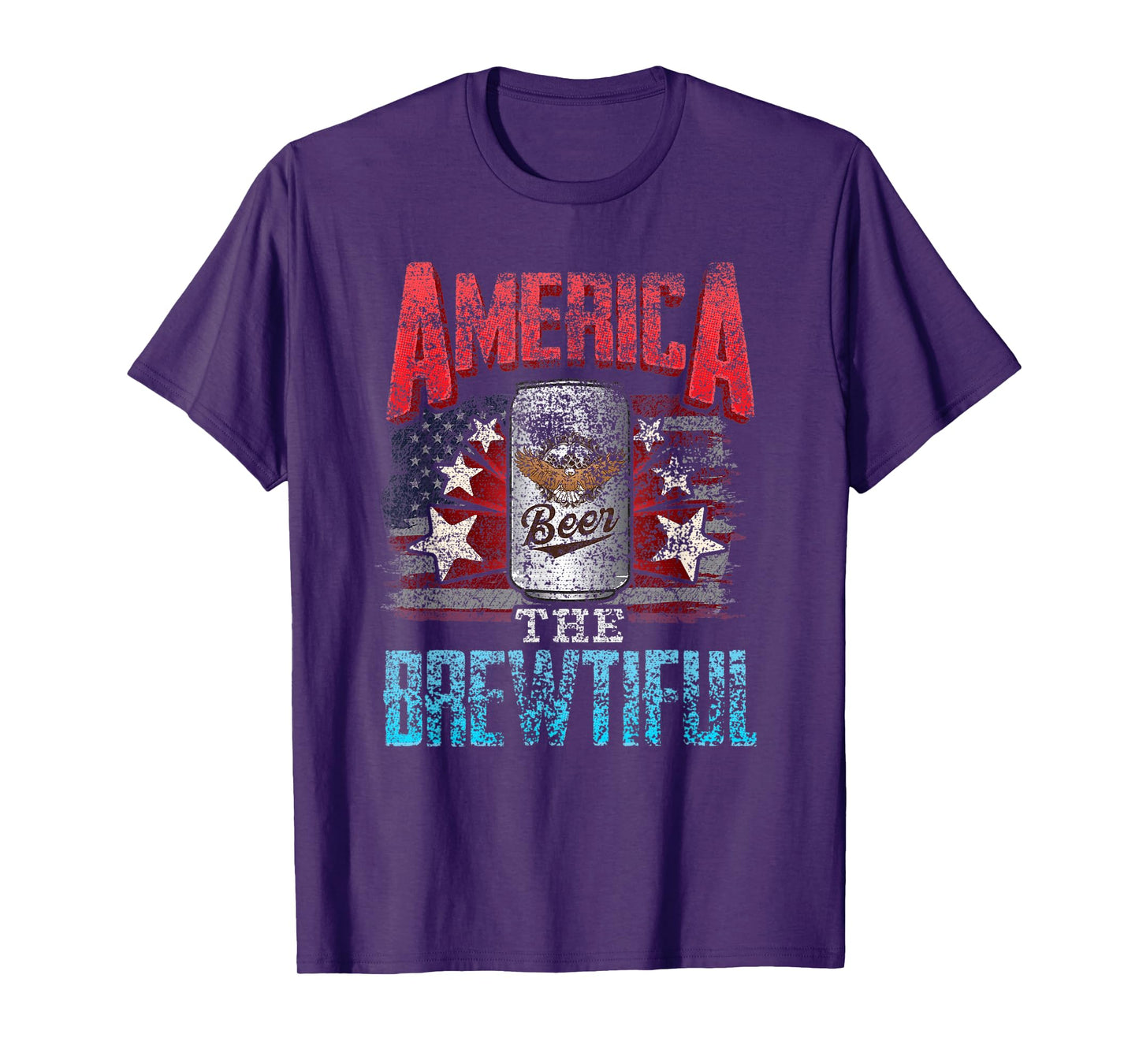 DISTRESSED USA AMERICA THE BREWTIFUL 4th of July American Women Men T-Shirt