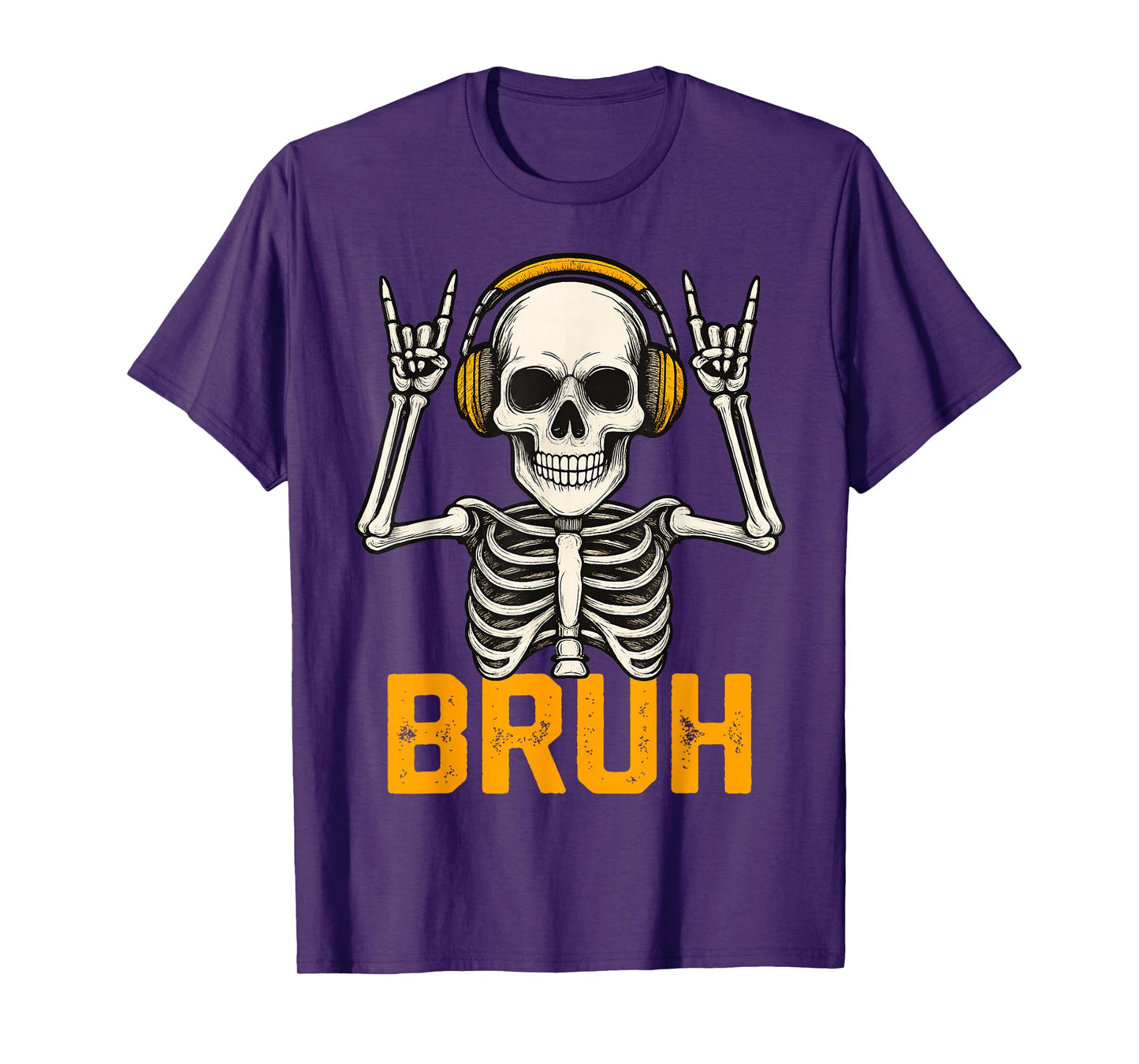 Rock Skeleton Gesture – Bruh Halloween Vibes T-Shirt