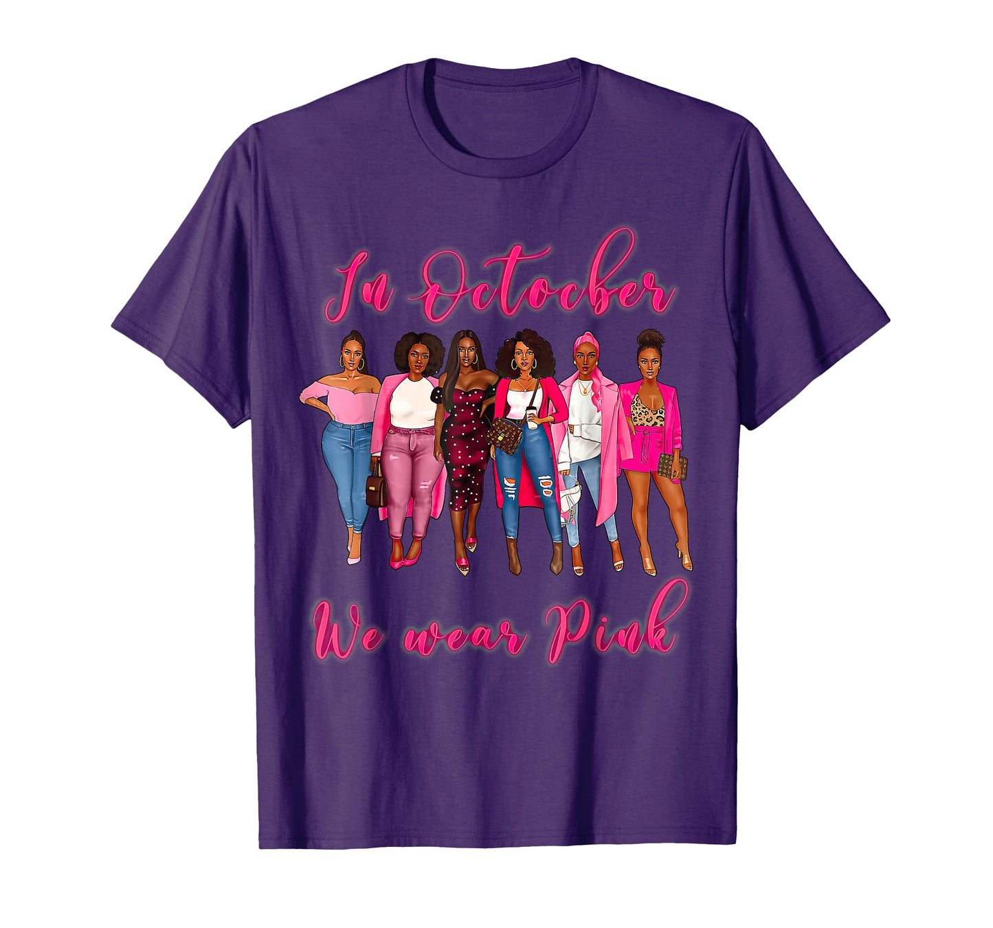 In October We Wear Pink African American Breast Cancer T-Shirt