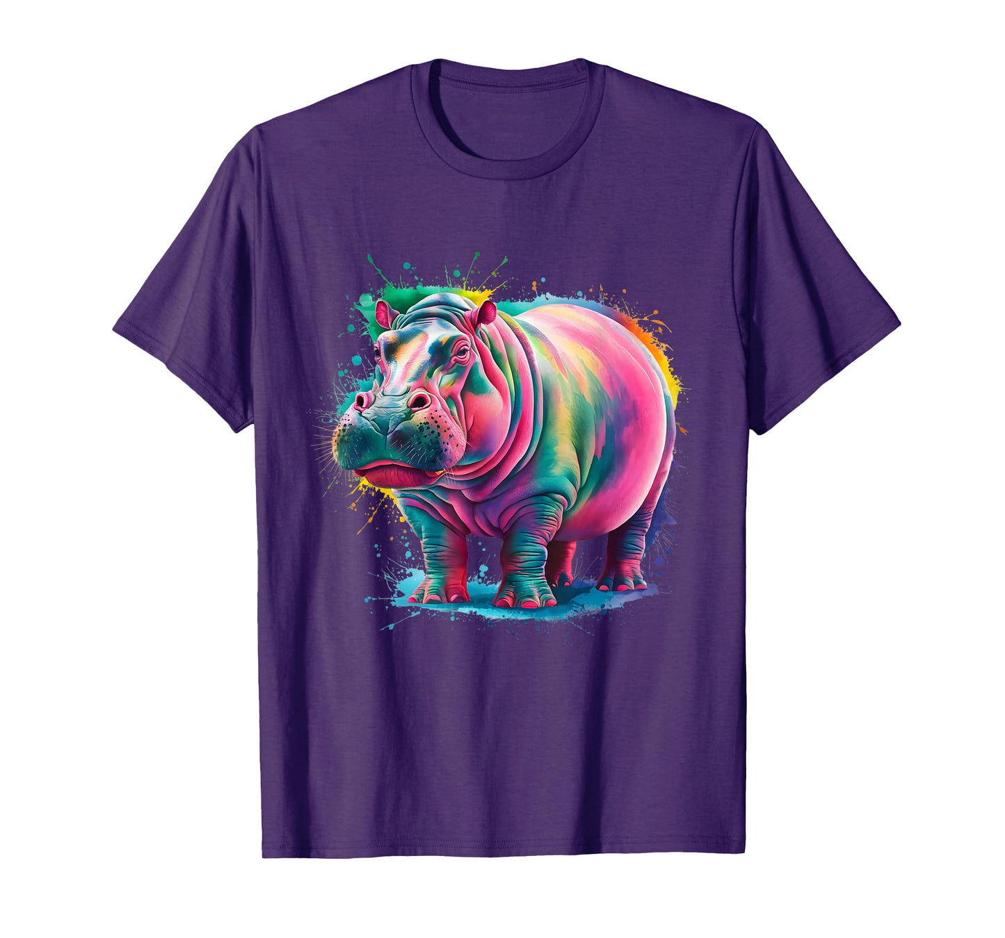 Hippo Men Woman Colorful Watercolor Hippo T-Shirt