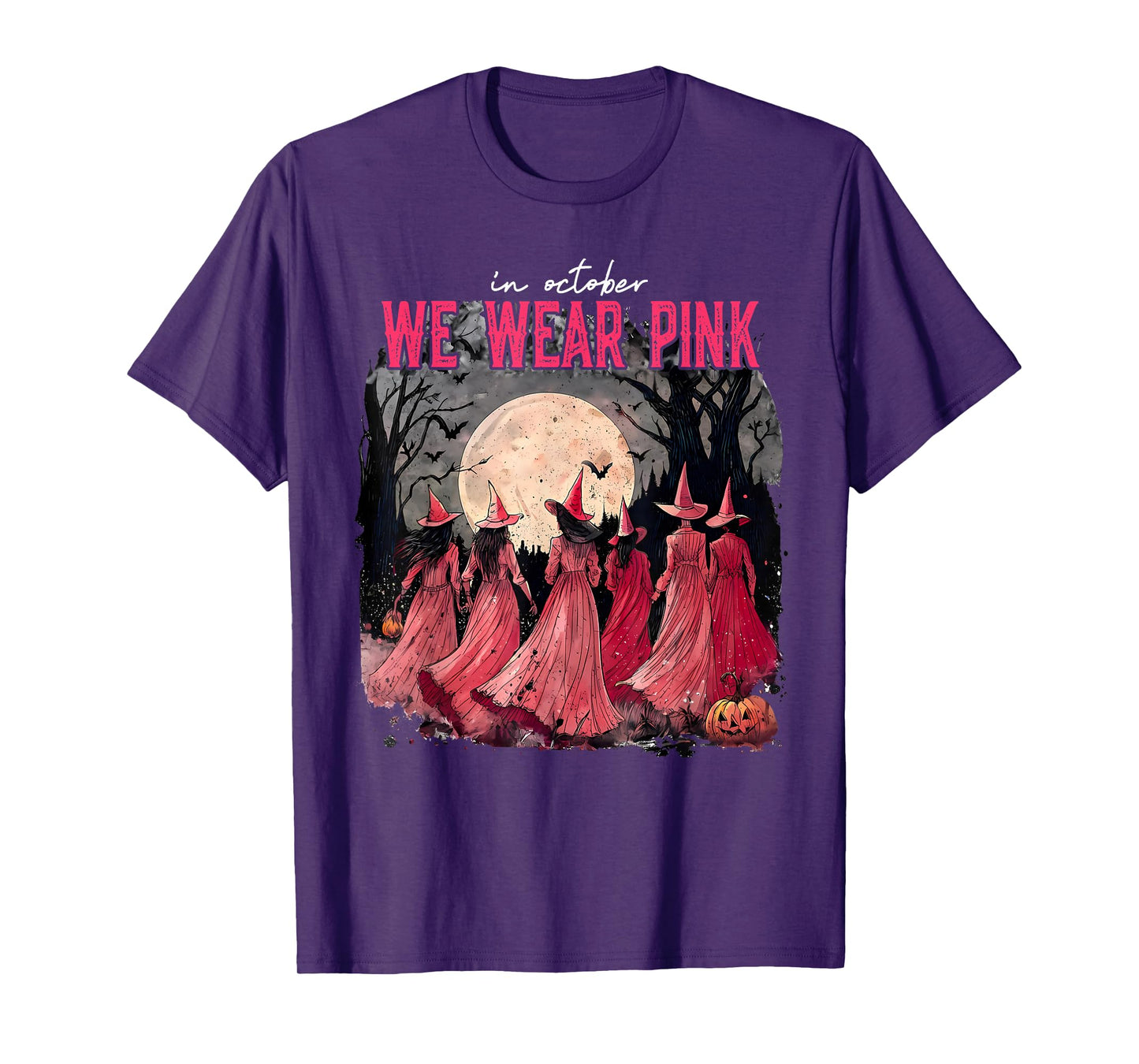 Breast Cancer Women Halloween in October We Wear Pink T-Shirt