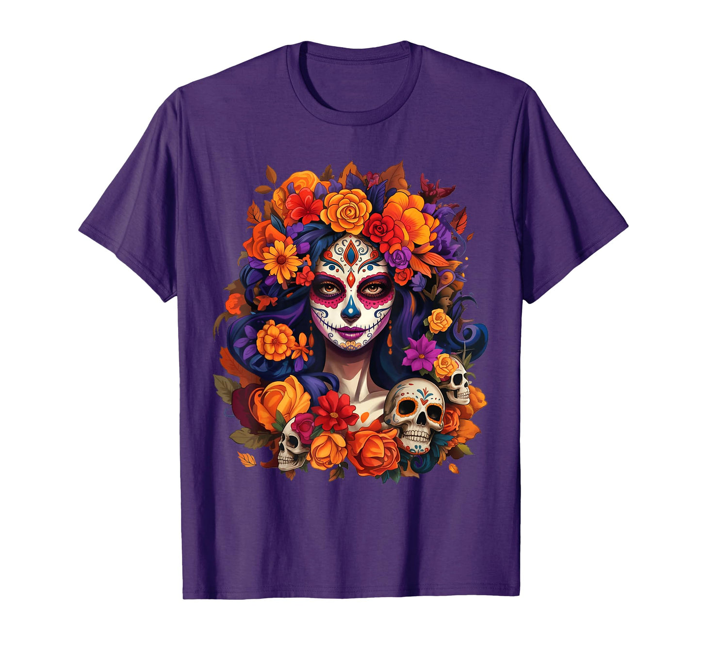 De Los Muertos La Catrina Day of The Dead Sugar Skull Women T-Shirt