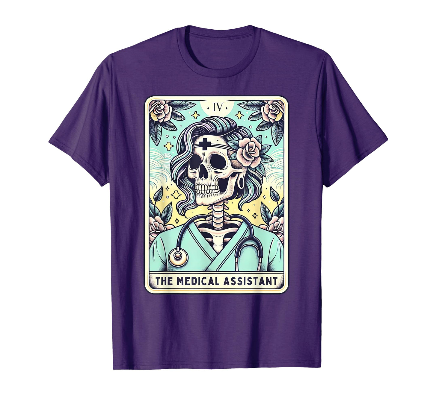 Retro Medical Assistant Tarot Card Skeleton CMA Nurse Witch T-Shirt