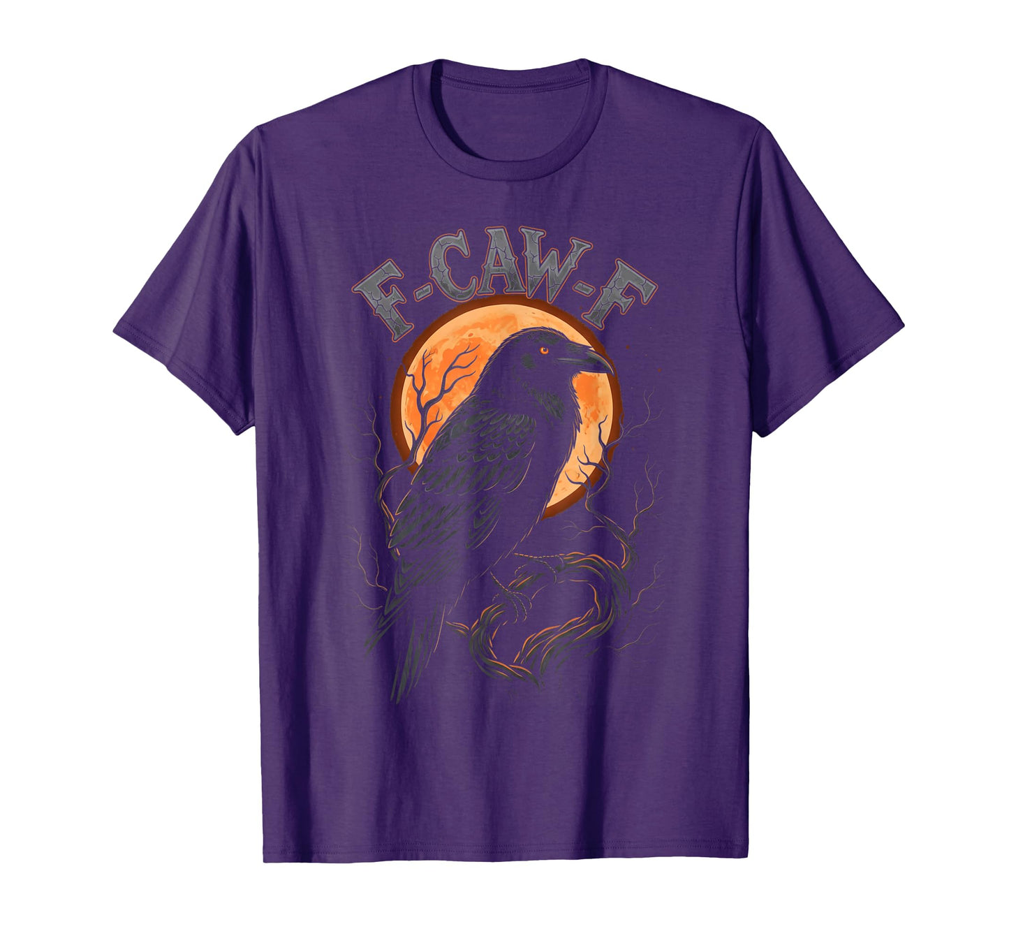 F-Caw-F Black Bird Crow Funny Gothic Halloween Moon Humor T-Shirt