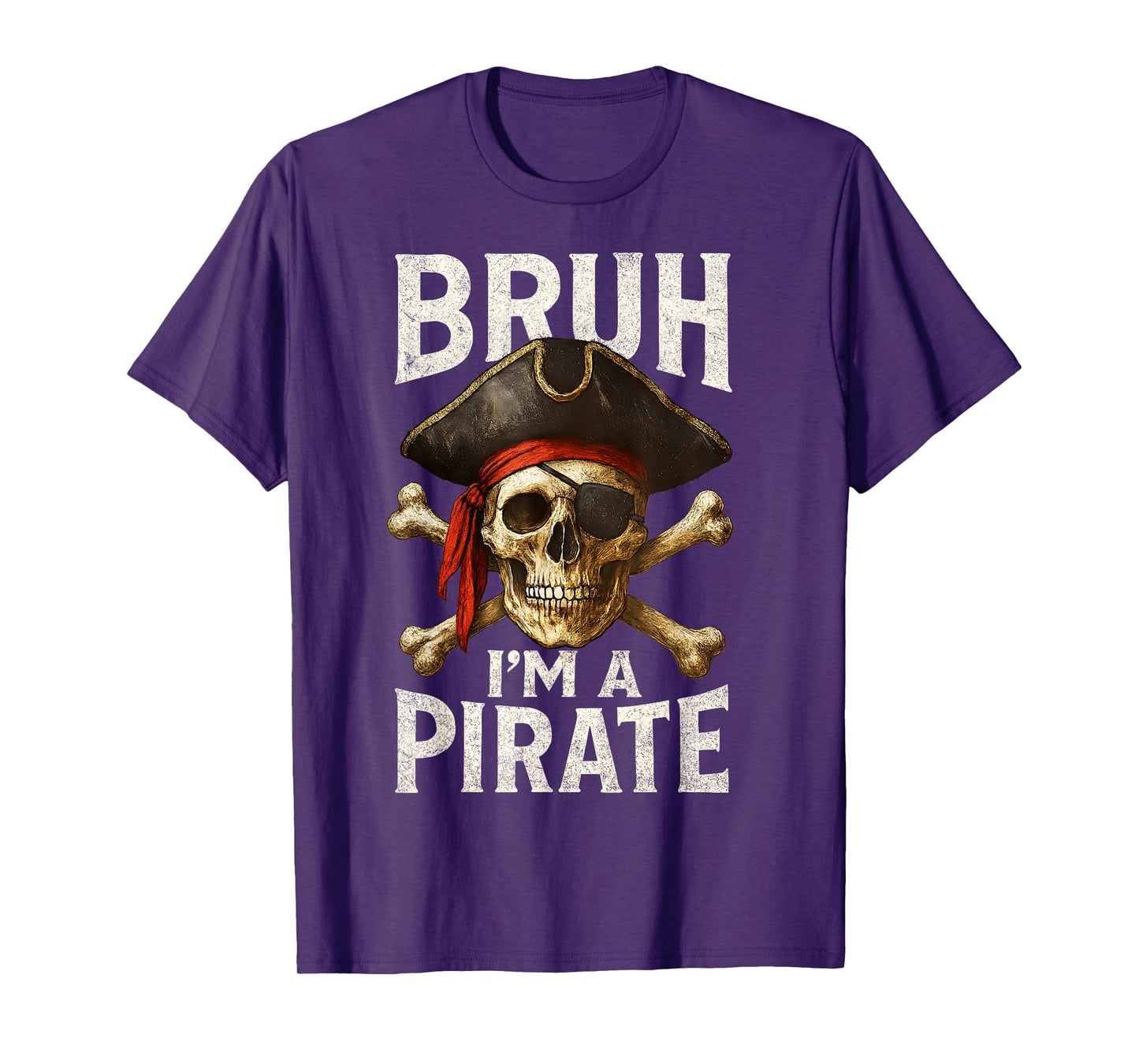 Lazy Halloween Costume Bruh I'm A Pirate Skull Captain Funny T-Shirt