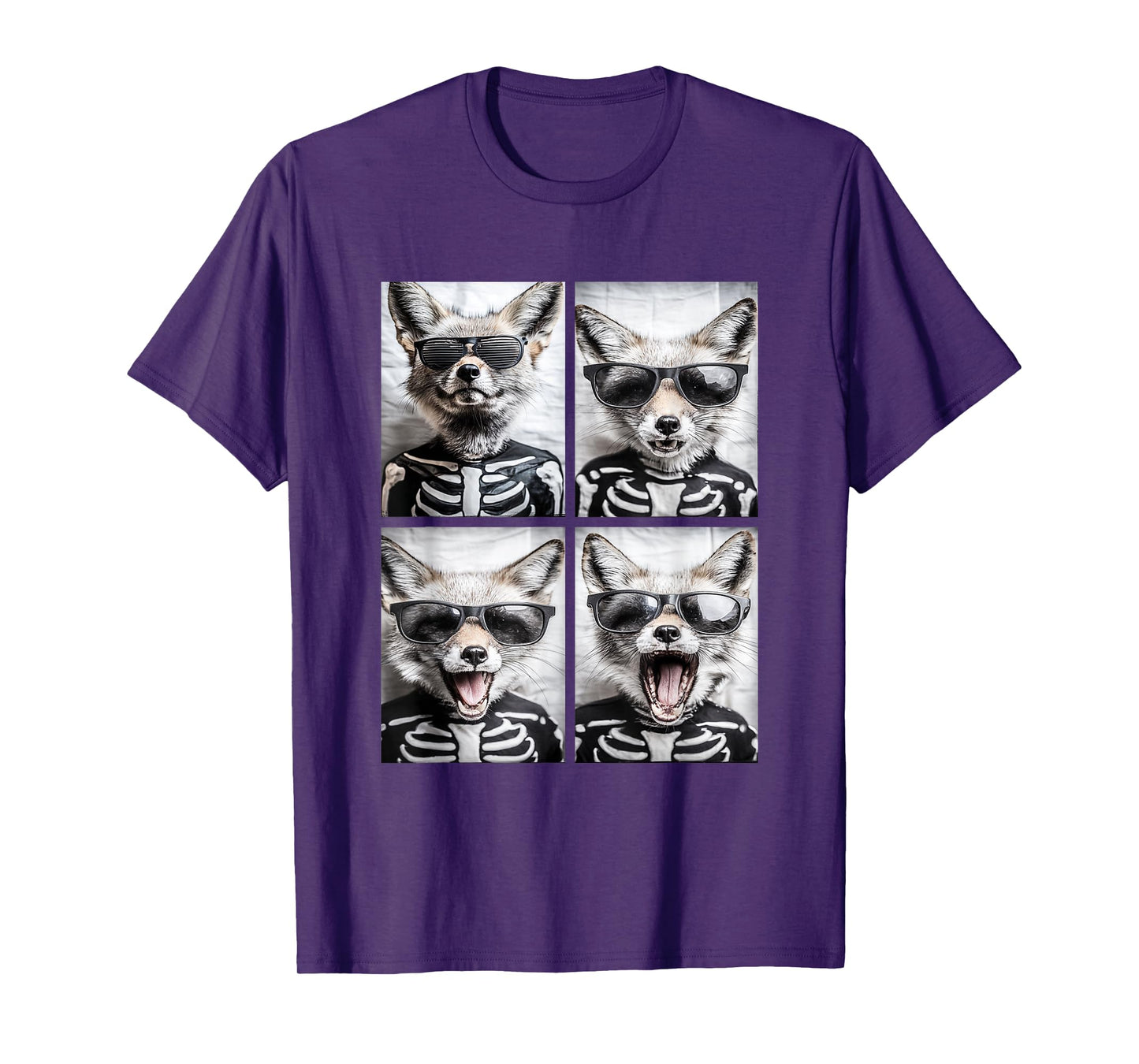 Foxes with Sunglasses Skeleton Costume Funny Halloween Fox T-Shirt