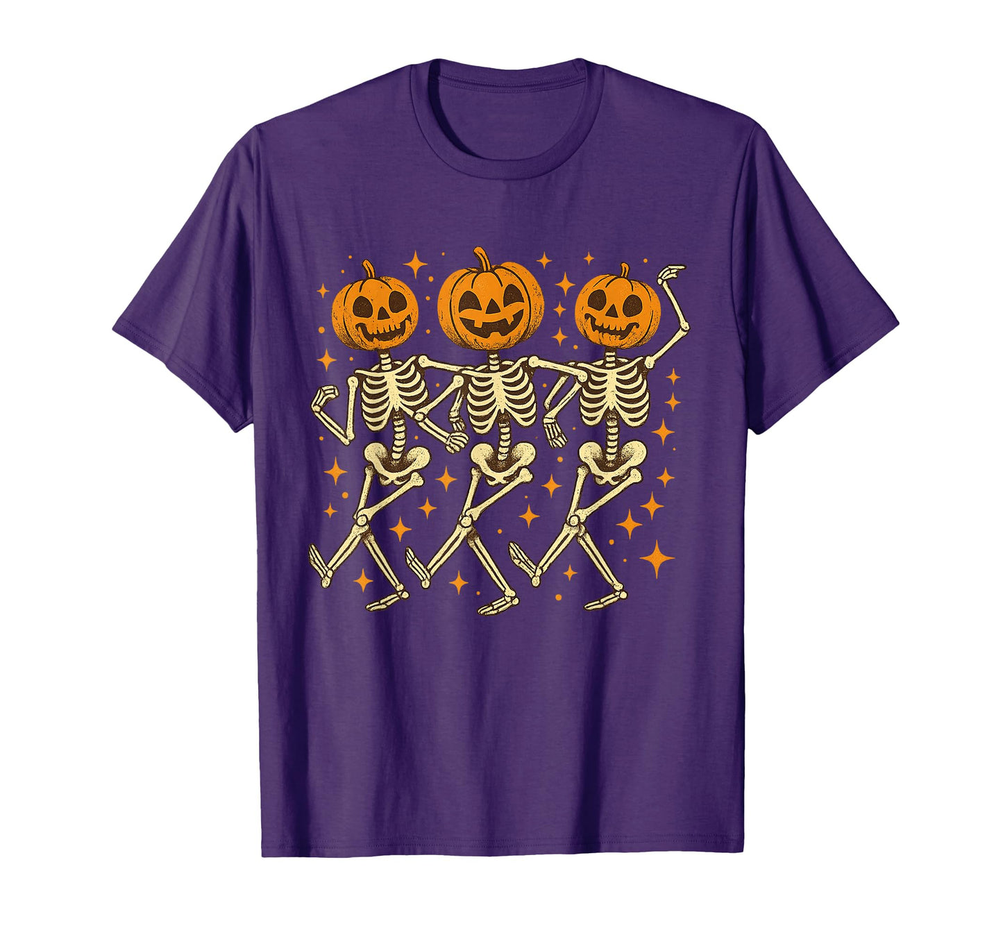 Pumpkin Skeleton Dancing Halloween Spooky Season Men Women T-Shirt