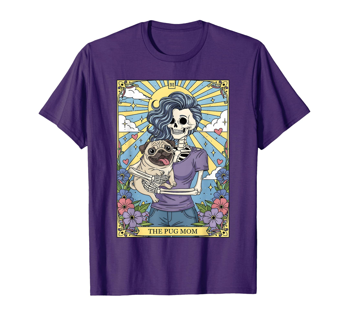 Pug Tarot Card Halloween Costume Skeleton T-Shirt