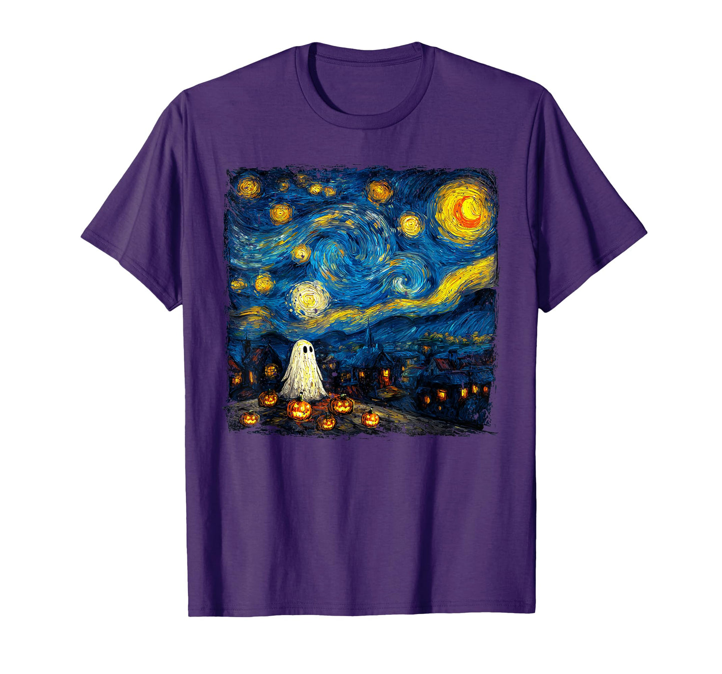 Funny Halloween Boo Sheet Ghost Starry Night Van Gogh Boys T-Shirt