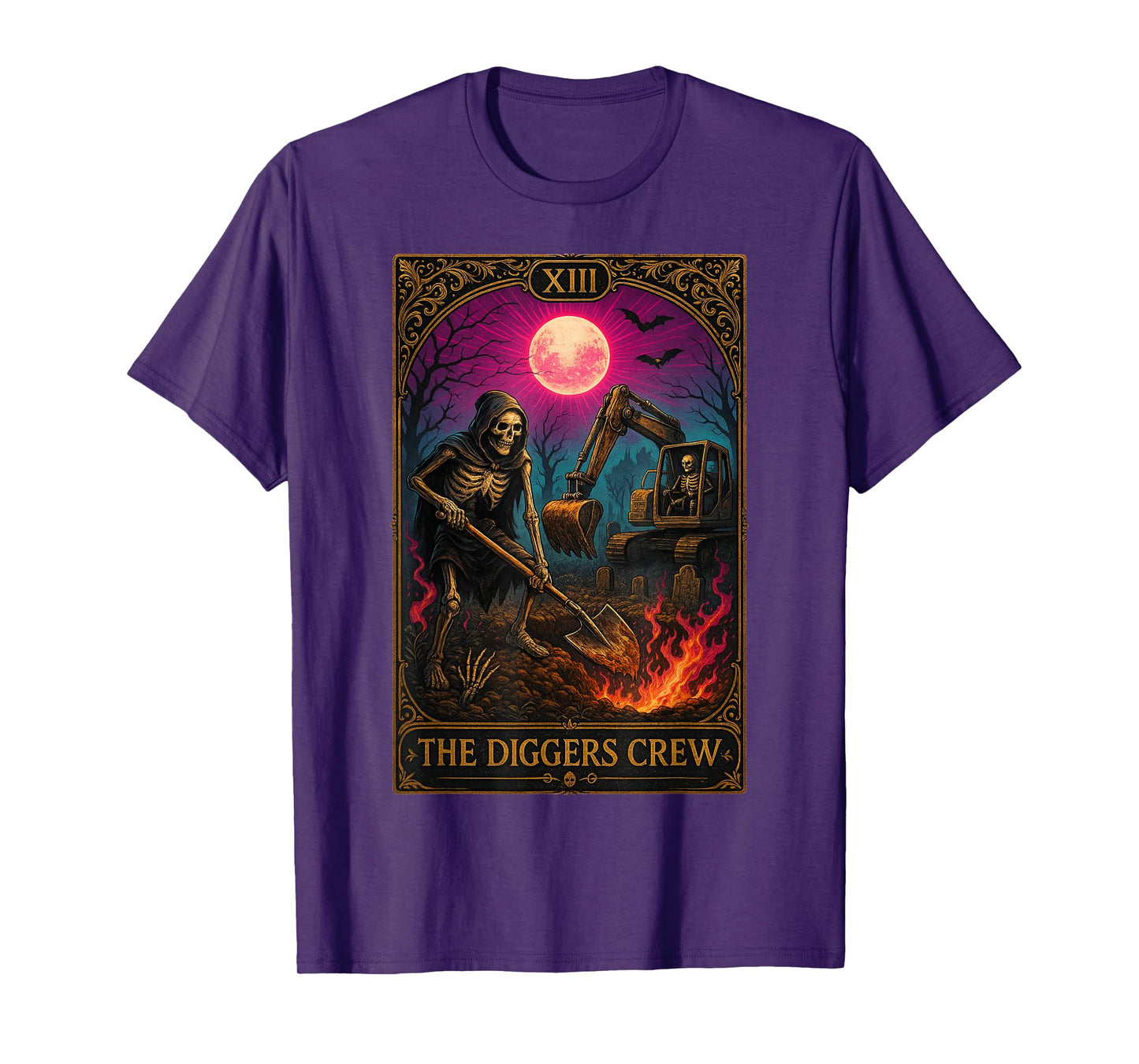 Diggers Crew Graveyard Worker Dig Truck Conductors Halloween T-Shirt
