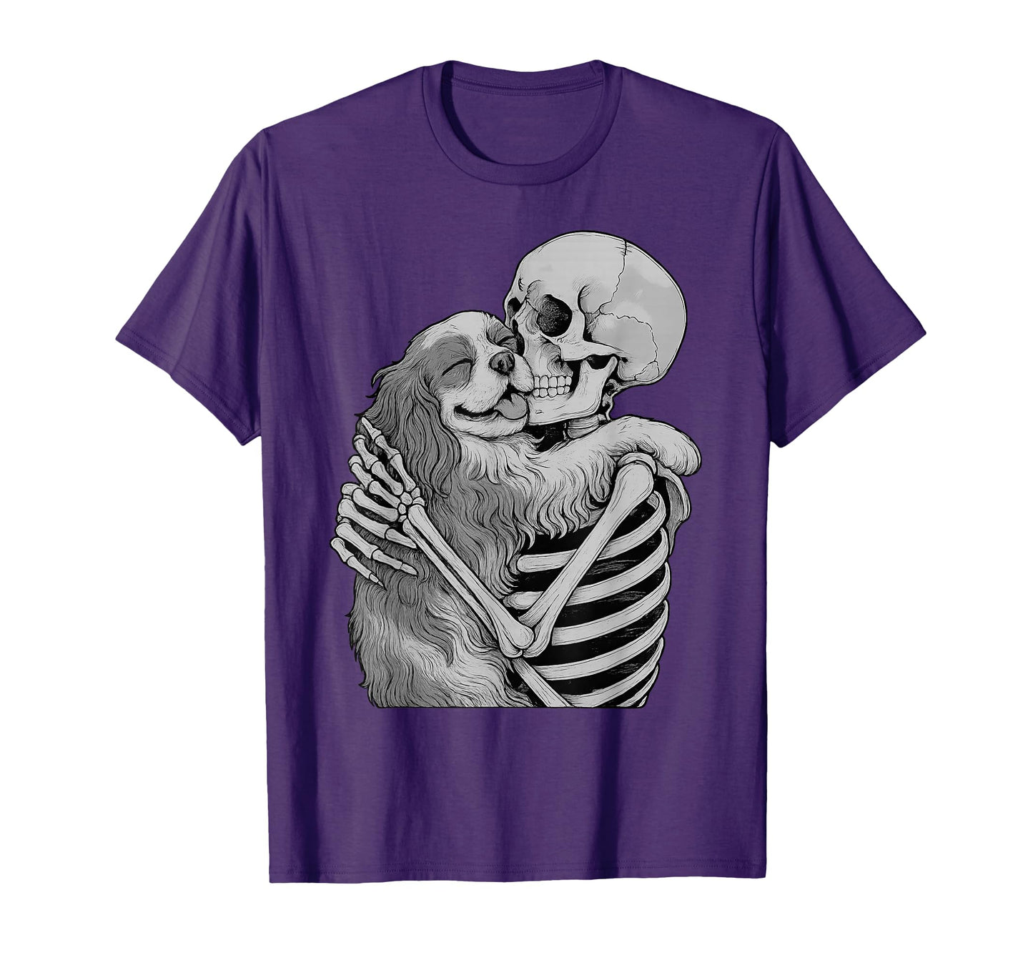 Cavalier King Charles Spaniel Skeleton Hug Halloween Dog T-Shirt