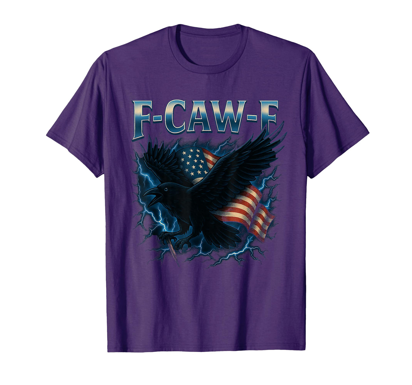 F-Caw-F Black Crow Dark Raven Retro USA Flag Vintage FCawF T-Shirt
