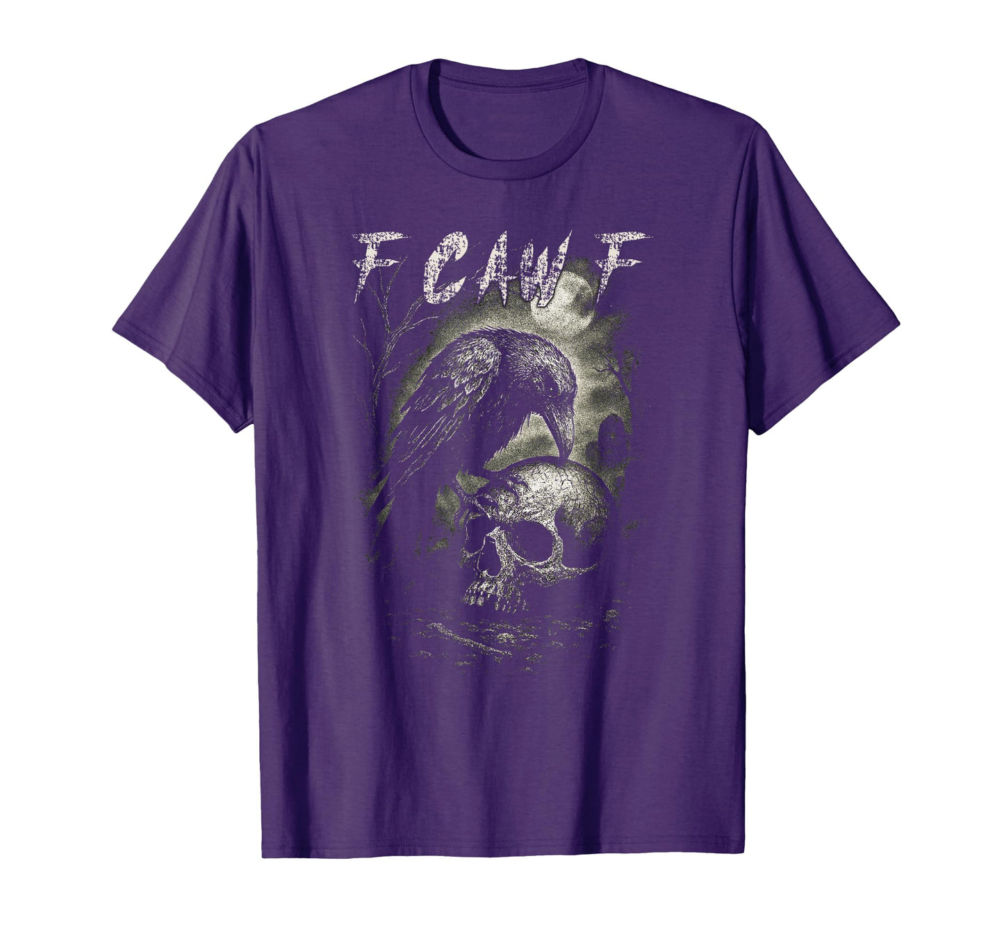 Black Crow F-Caw-F Funny Raven Moon Gothic Dark Adult Humor T-Shirt