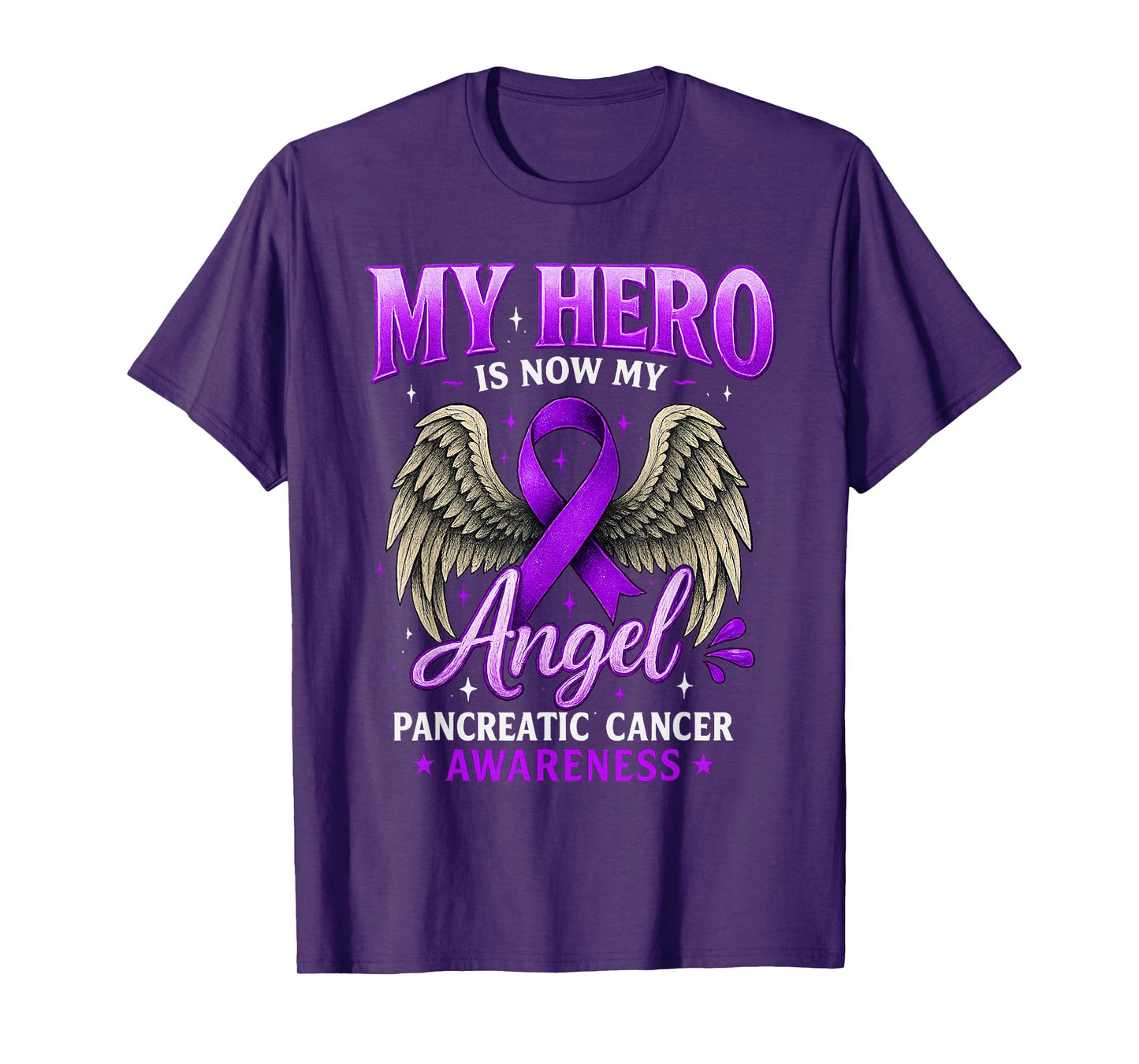 Pancreatic Cancer Awareness Memorial Ribbon Purple Support T-Shirt