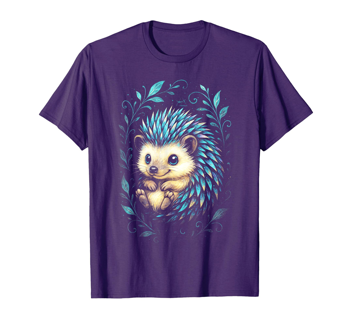 Hedgehog Animal Nature Colorful Flora Art T-Shirt