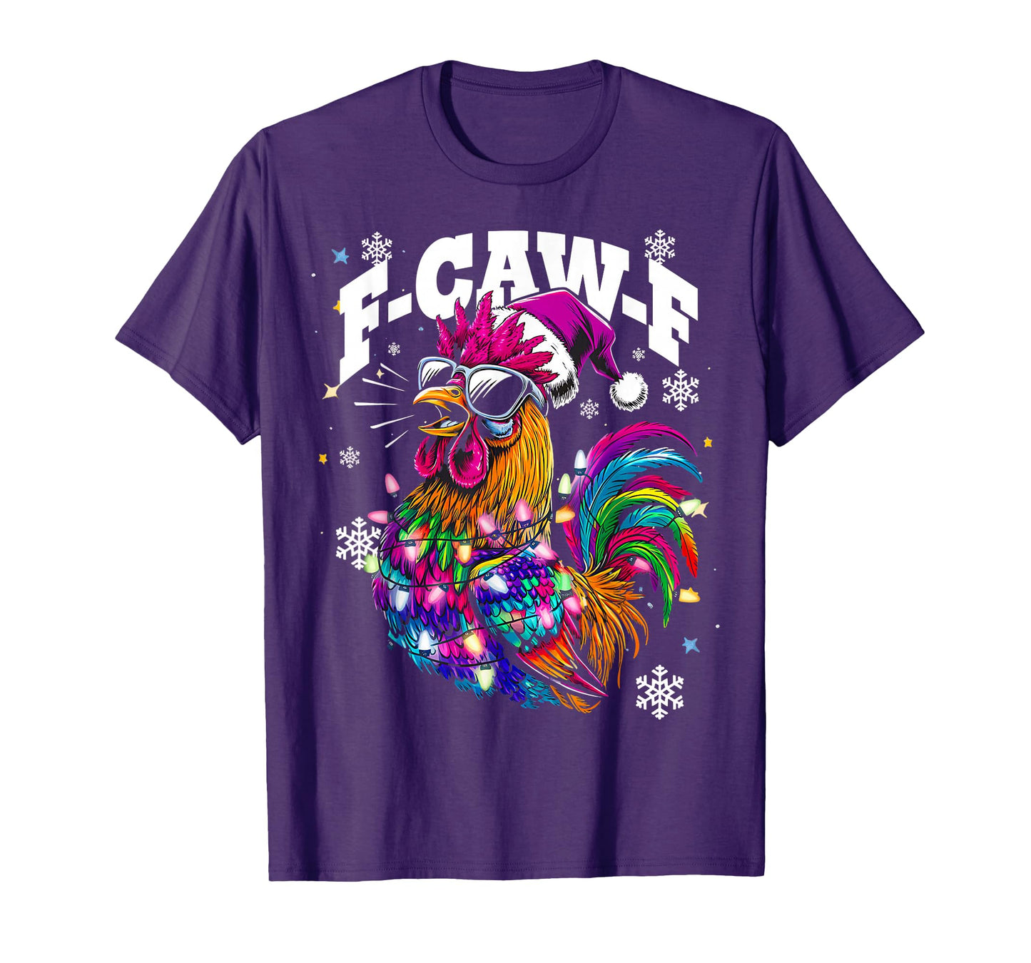 Holiday Chicken Rooster Christmas Lights Farmyard Laugh Xmas T-Shirt