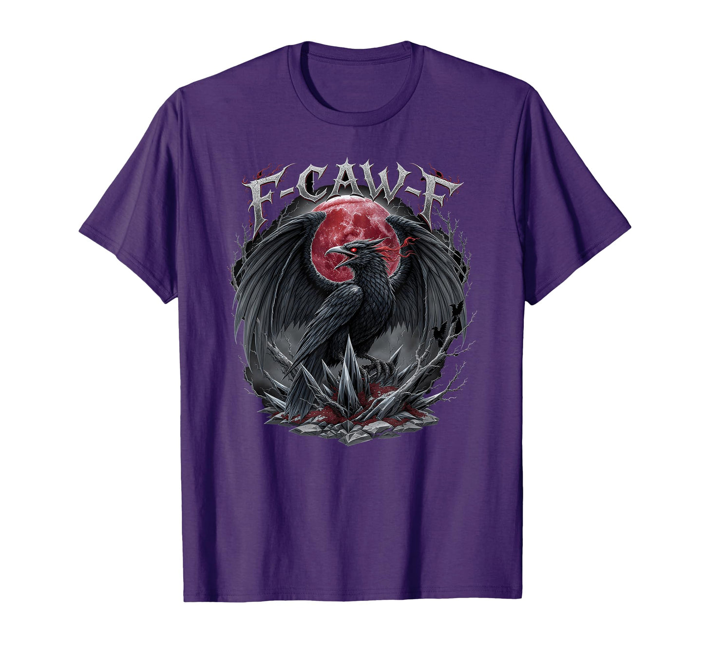 F-CAW-F Raven Blood Moon Gothic Dark Crow Adult Humor T-Shirt
