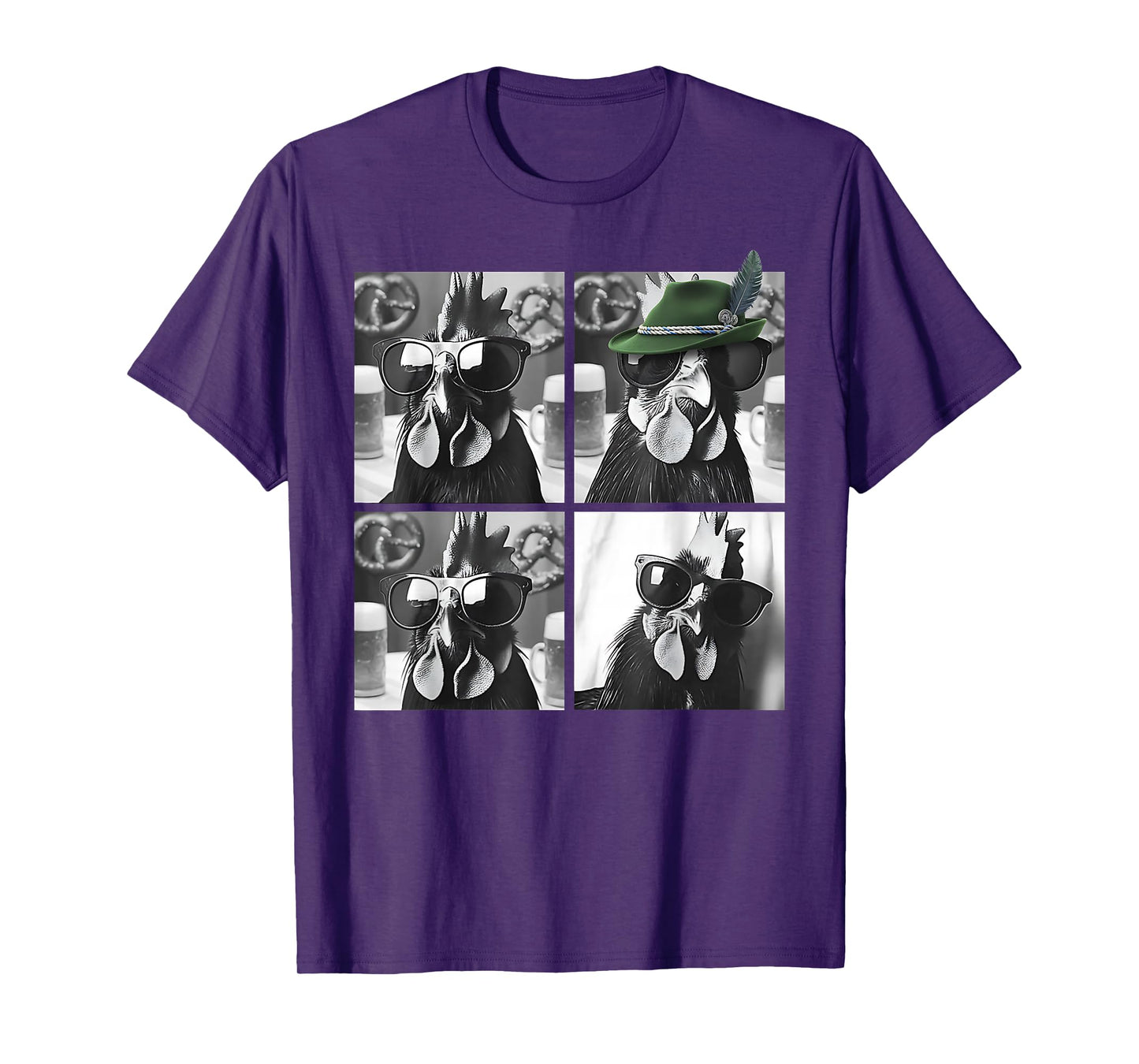 Rooster Wearing Sunglasses Photobooth Selfie Farm Chicken T-Shirt