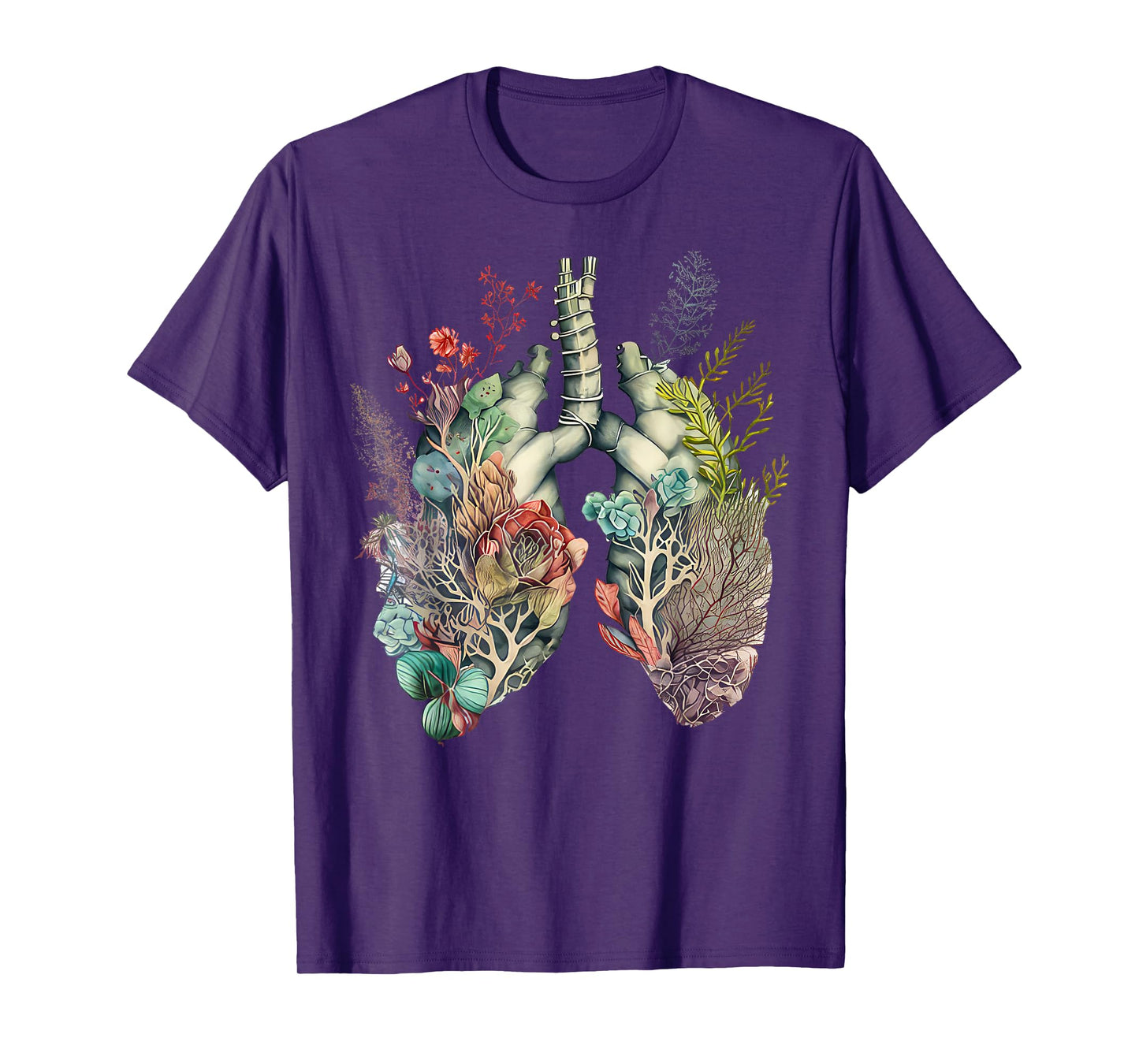 Anatomy Floral Lung RT Respiratory Therapy Pulmonologist T-Shirt