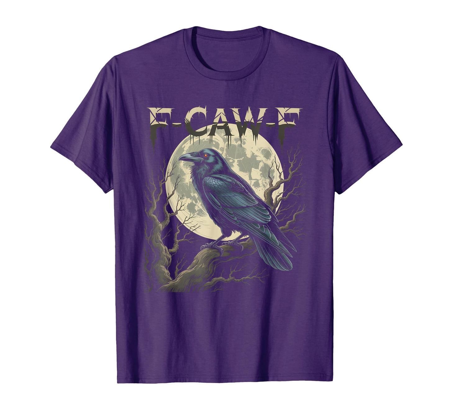 Black Crow, F-Caw-F Funny Black Bird Moon Gothic Adult Humor T-Shirt