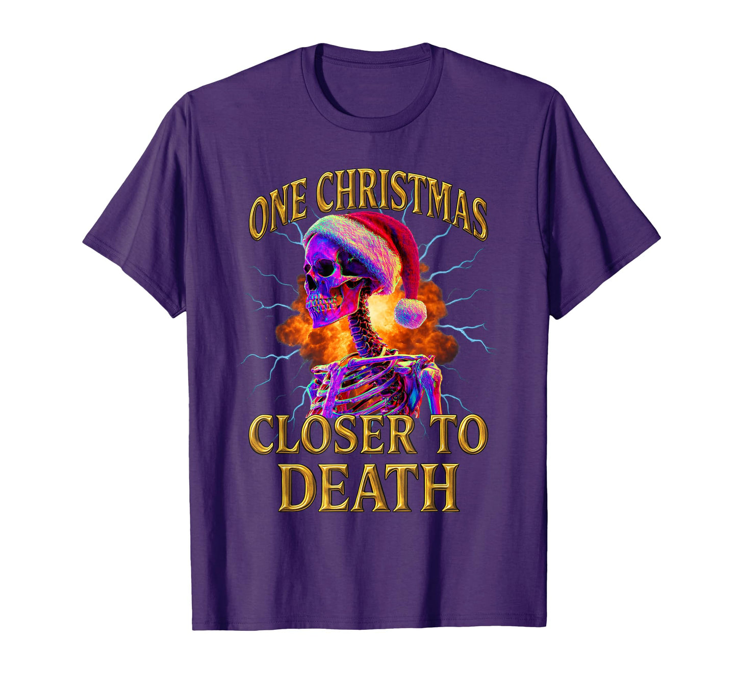 Funny Unhinged Christmas Skeleton Nihilism T-Shirt
