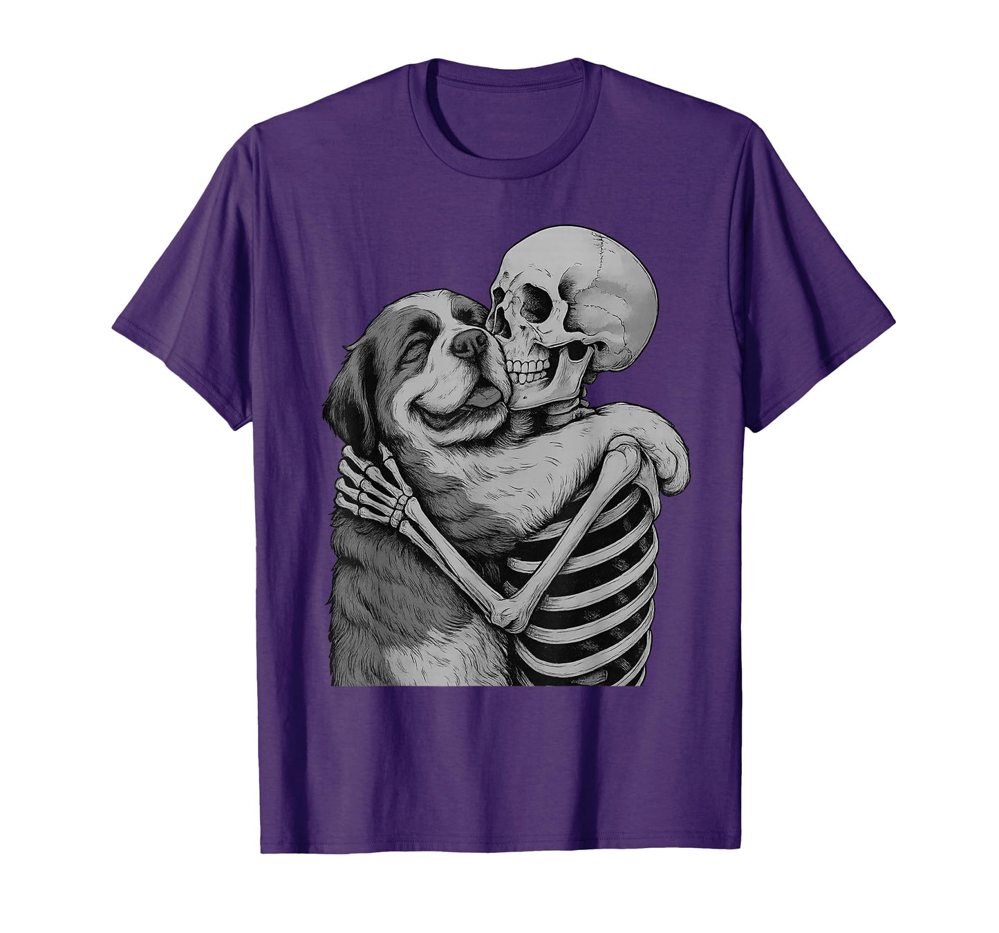 Saint Bernard Skeleton Hug Halloween Dog Lover T-Shirt