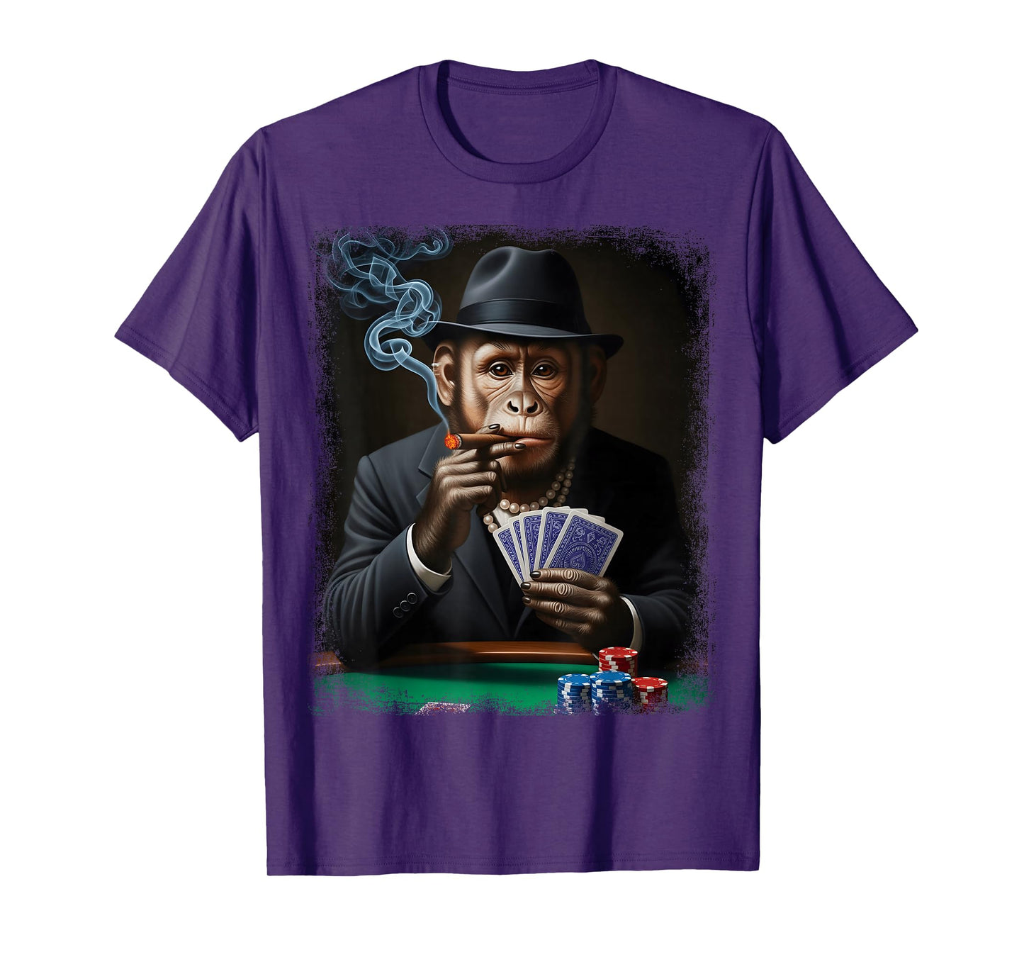 Gambling Casino Cool Monkey in Suit Funny Poker Animal T-Shirt