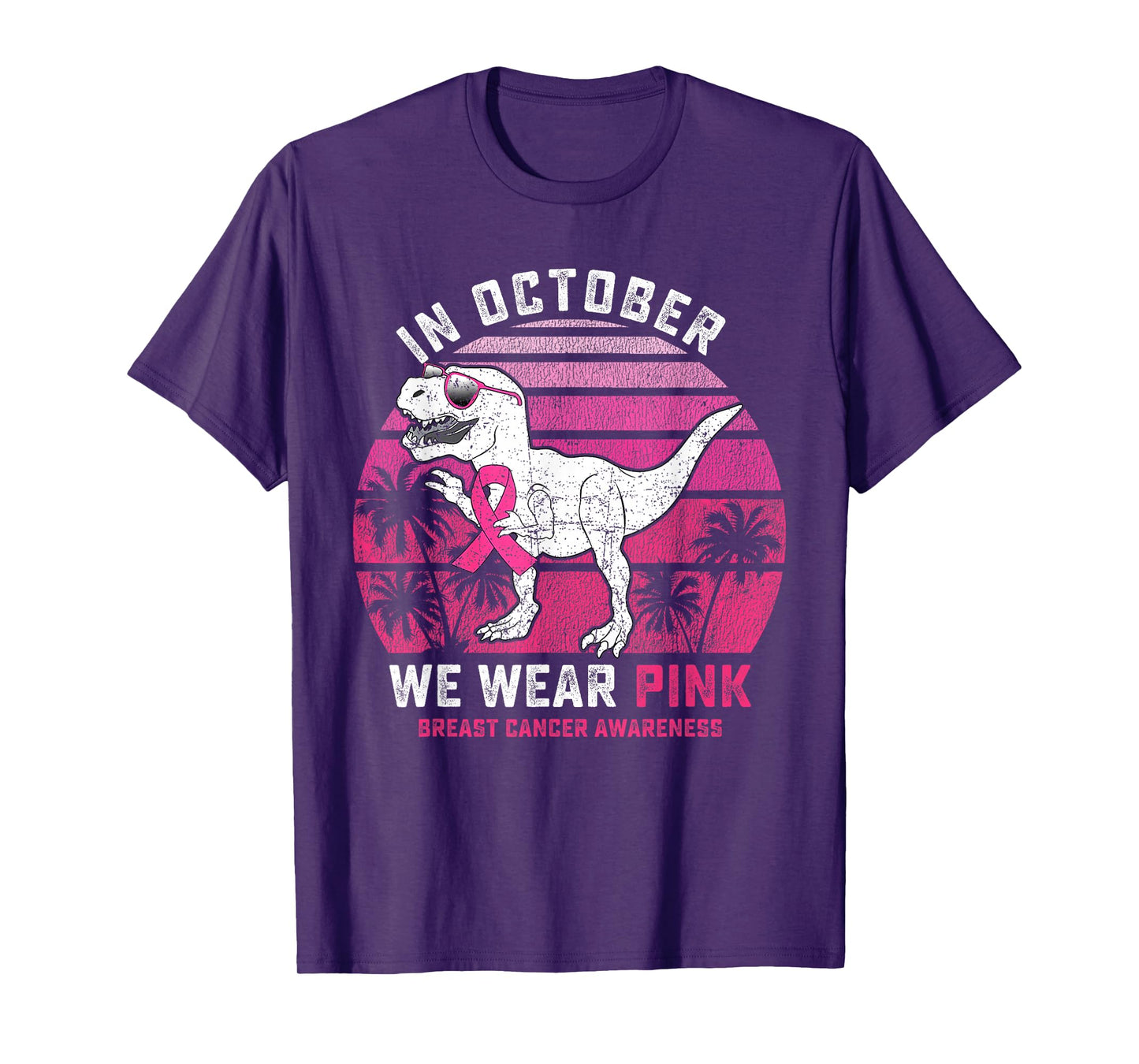 Pink Ribbon Dino Breast Cancer Awareness Kids Toddler Boys T-Shirt