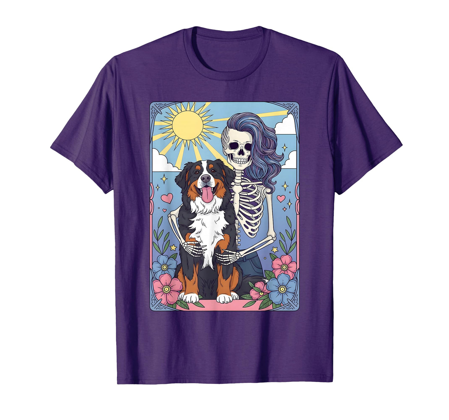 Bernese Mountain Tarot Card Halloween Costume Skeleton T-Shirt