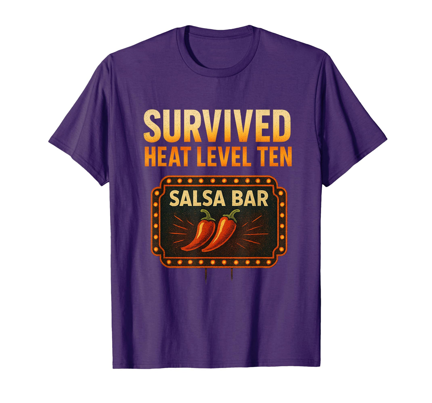 Salsa Bar Survived Heat Level Ten Spicy Food Humor T-Shirt