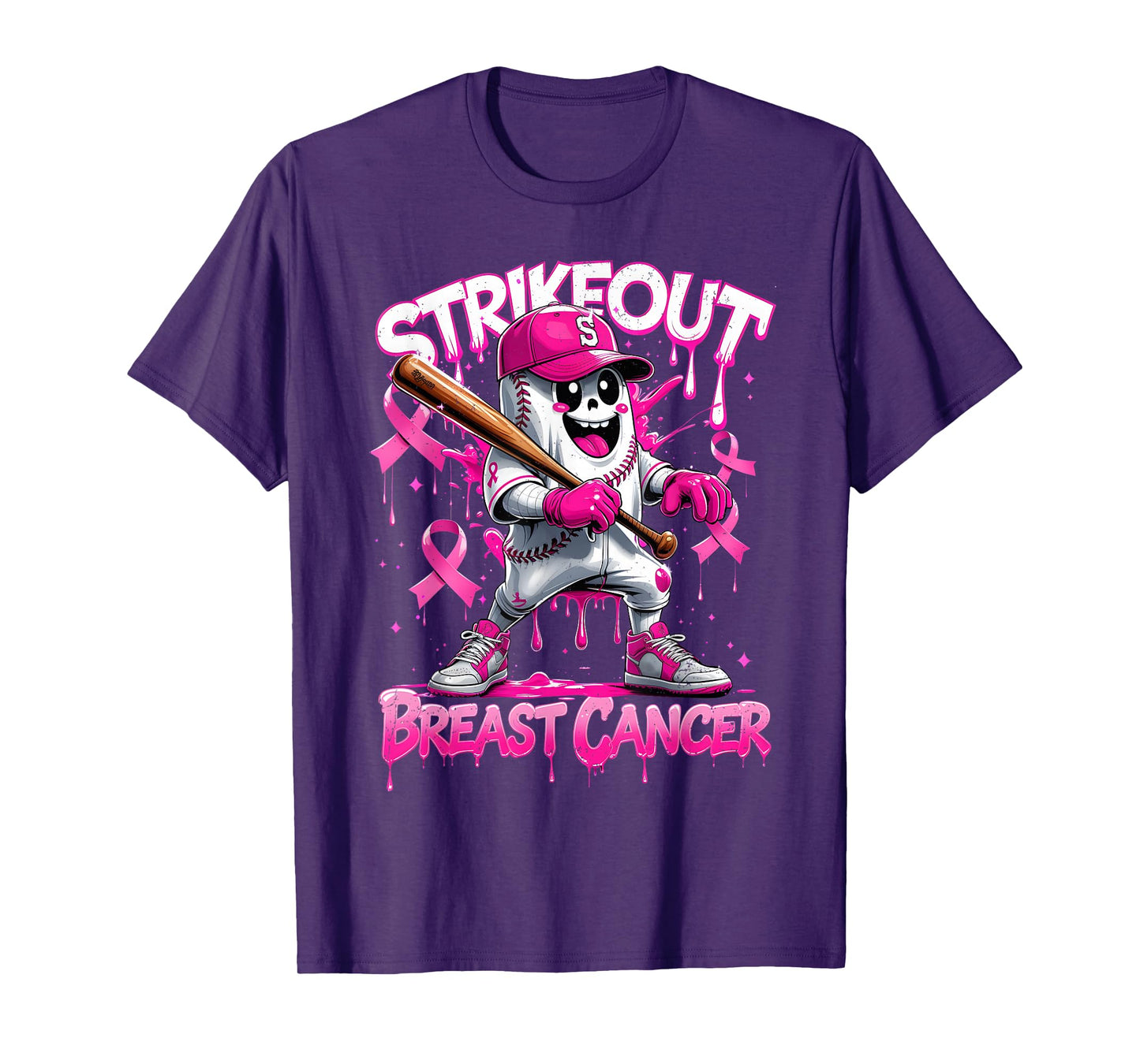 Breast Cancer Baseball Awareness Pink Ribbon Support Squad T-Shirt